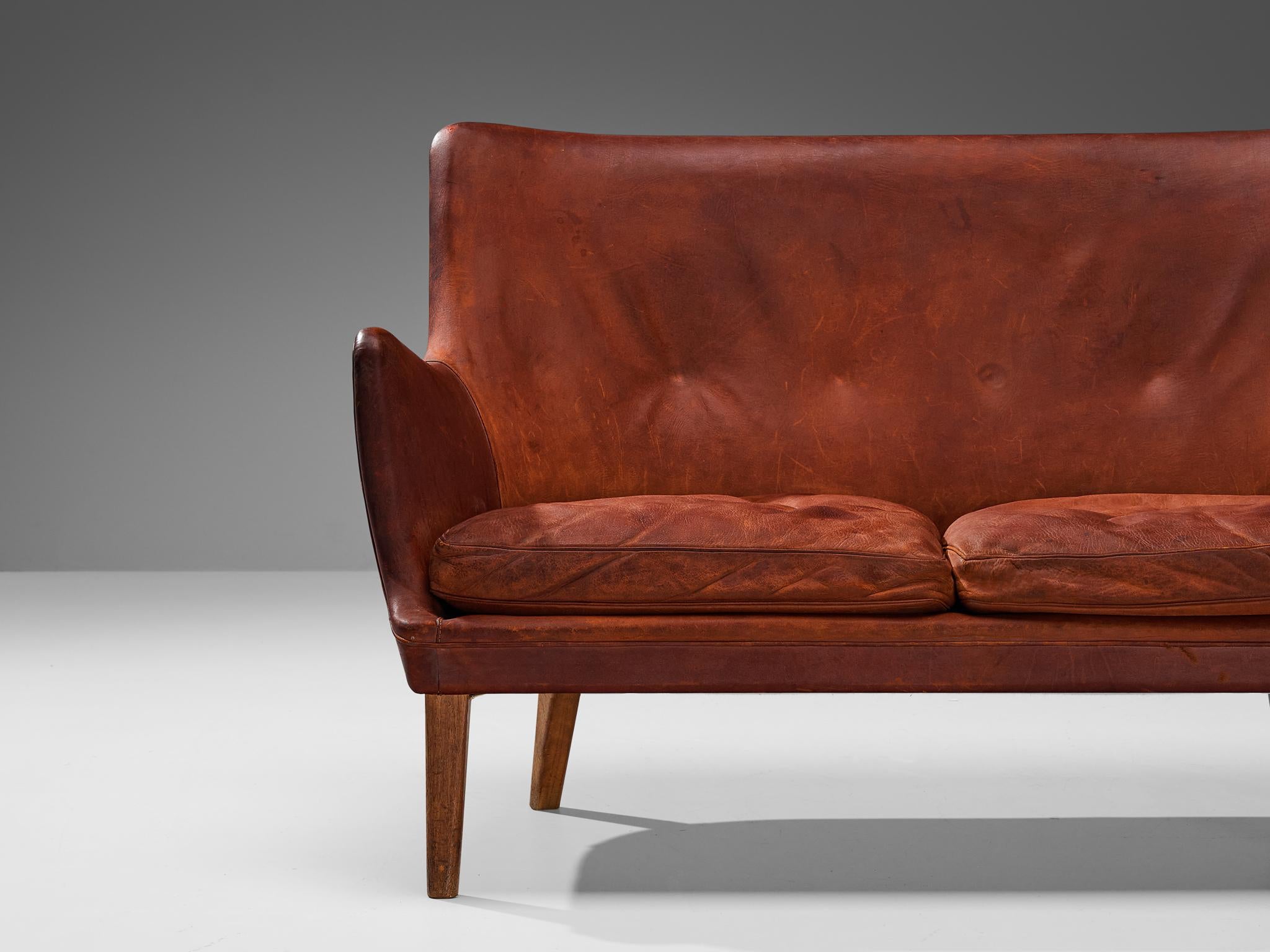 Arne Vodder Sofa in Patinated Cognac Leather For Sale 1