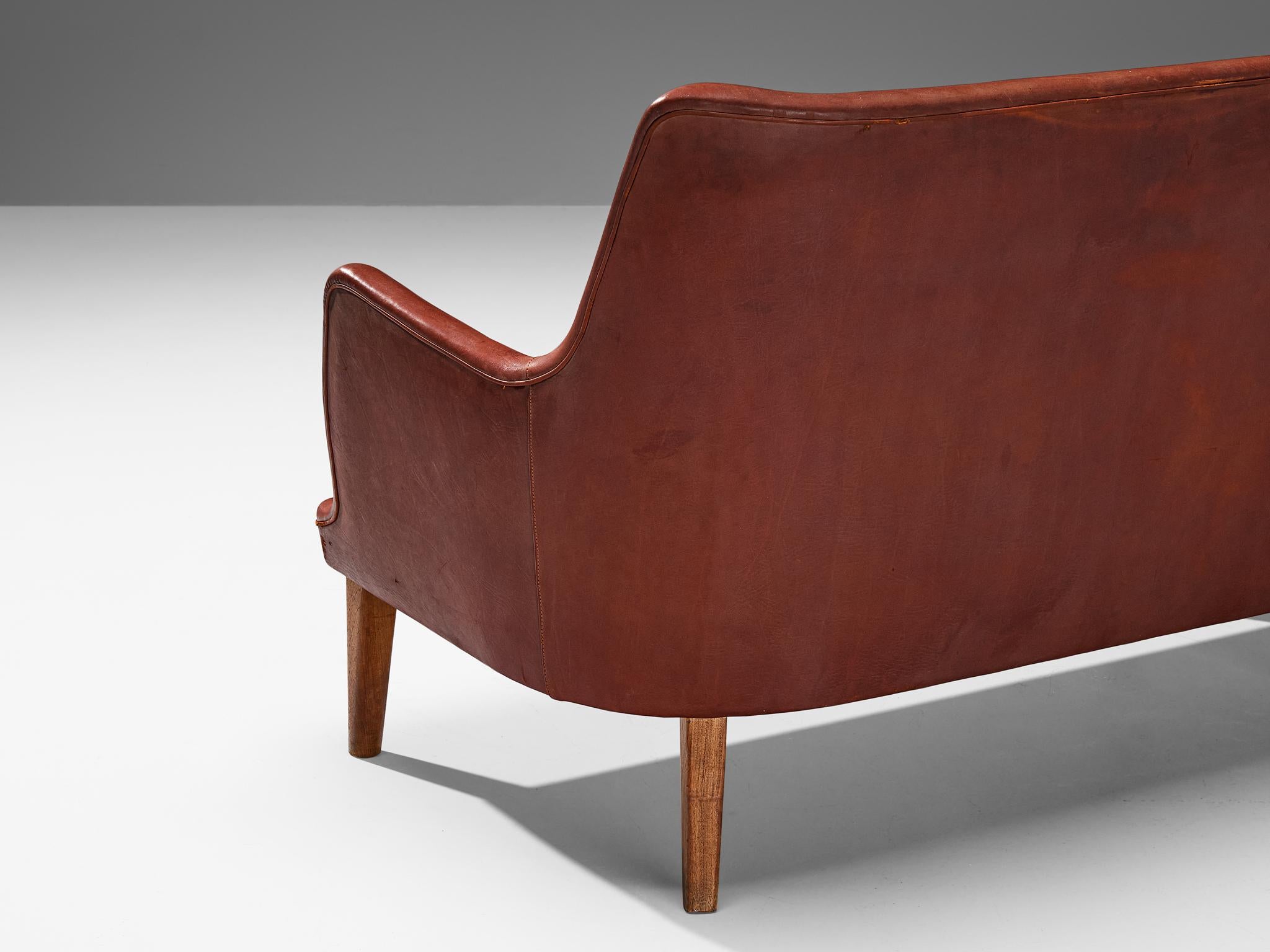 Arne Vodder Sofa in Patinated Cognac Leather For Sale 3