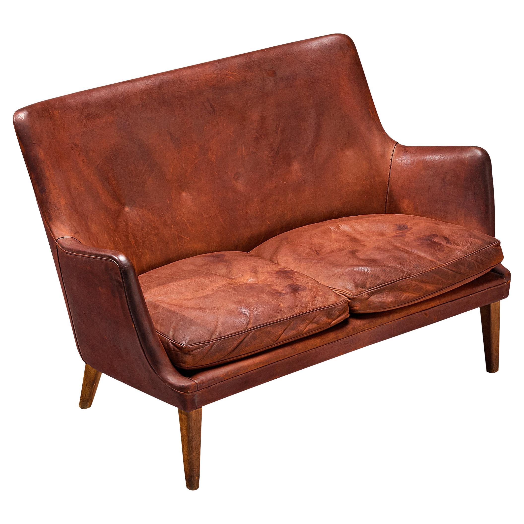 Arne Vodder Sofa in Patinated Cognac Leather For Sale