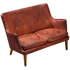 Arne Vodder Sofa in Patinated Cognac Leather