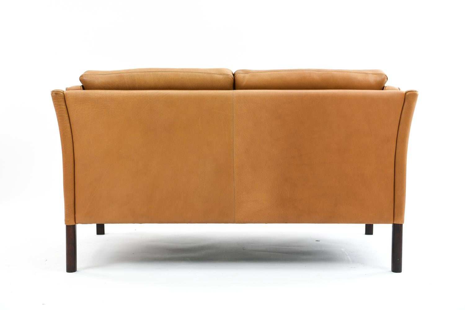 Arne Vodder Style Cognac Buffalo Leather Sofa 4