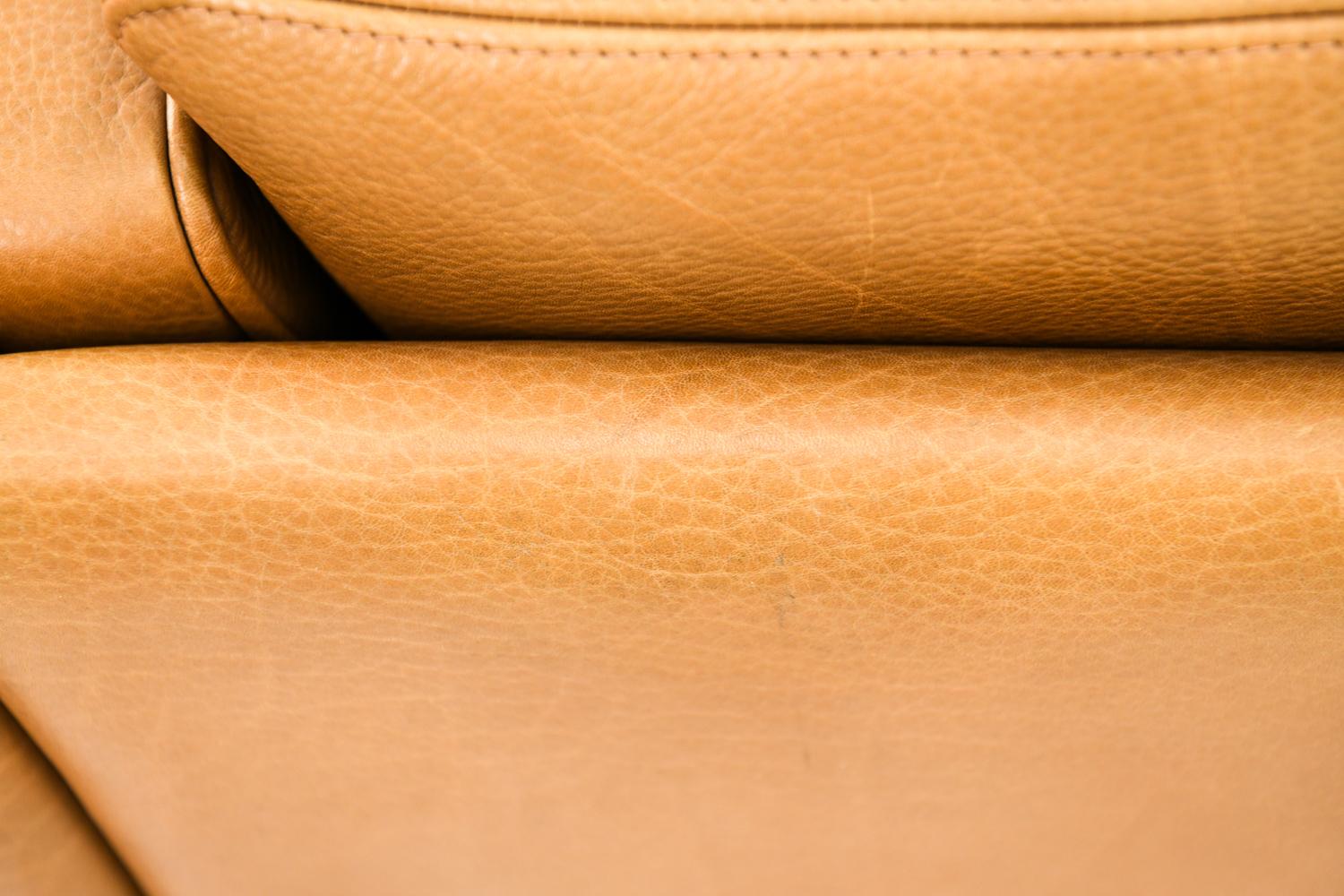 Arne Vodder Style Cognac Buffalo Leather Sofa 6