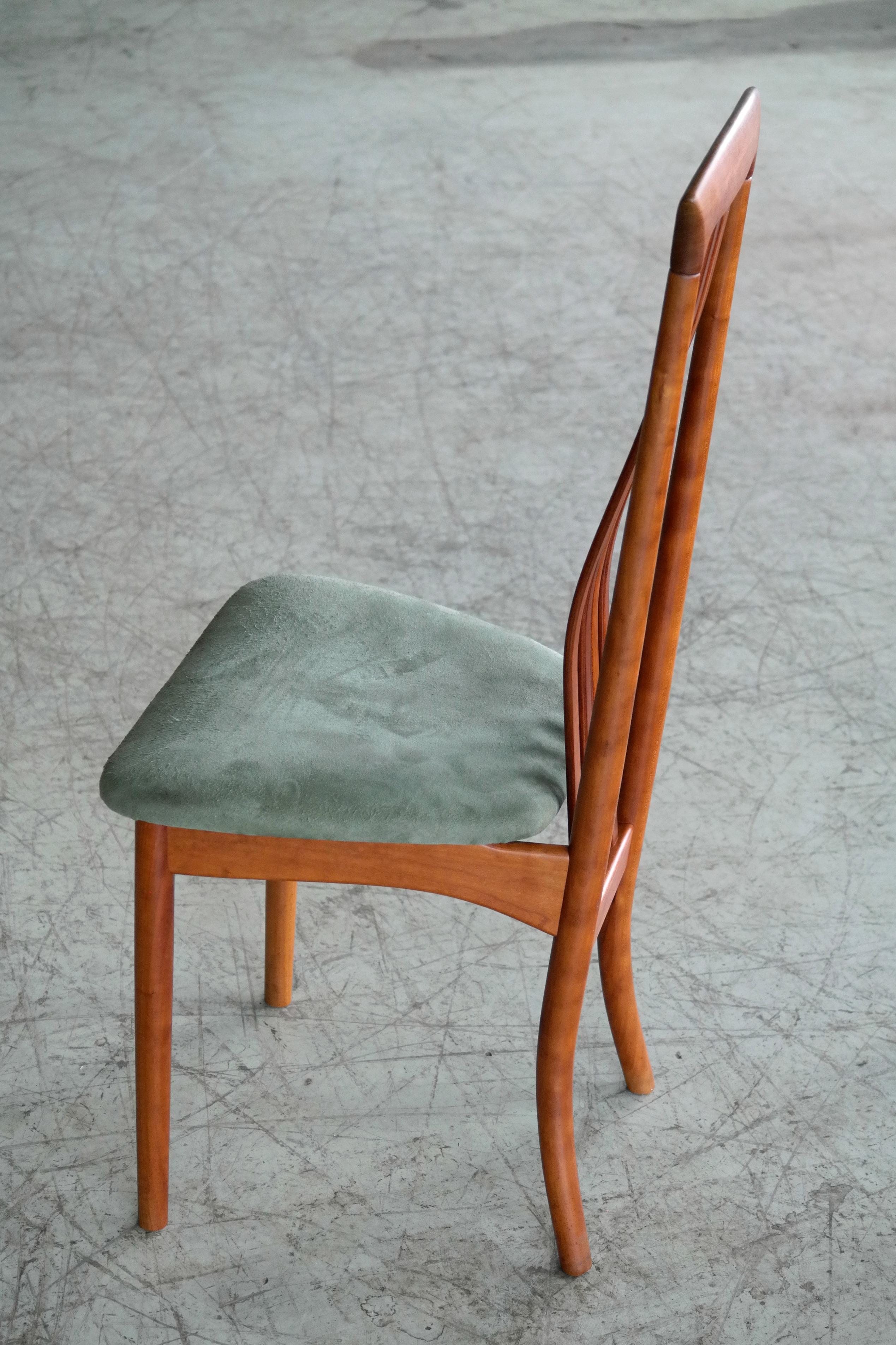 Cherry Arne Vodder Style Highback Danish Mid-Century Dining Chairs by Sibast Mobler