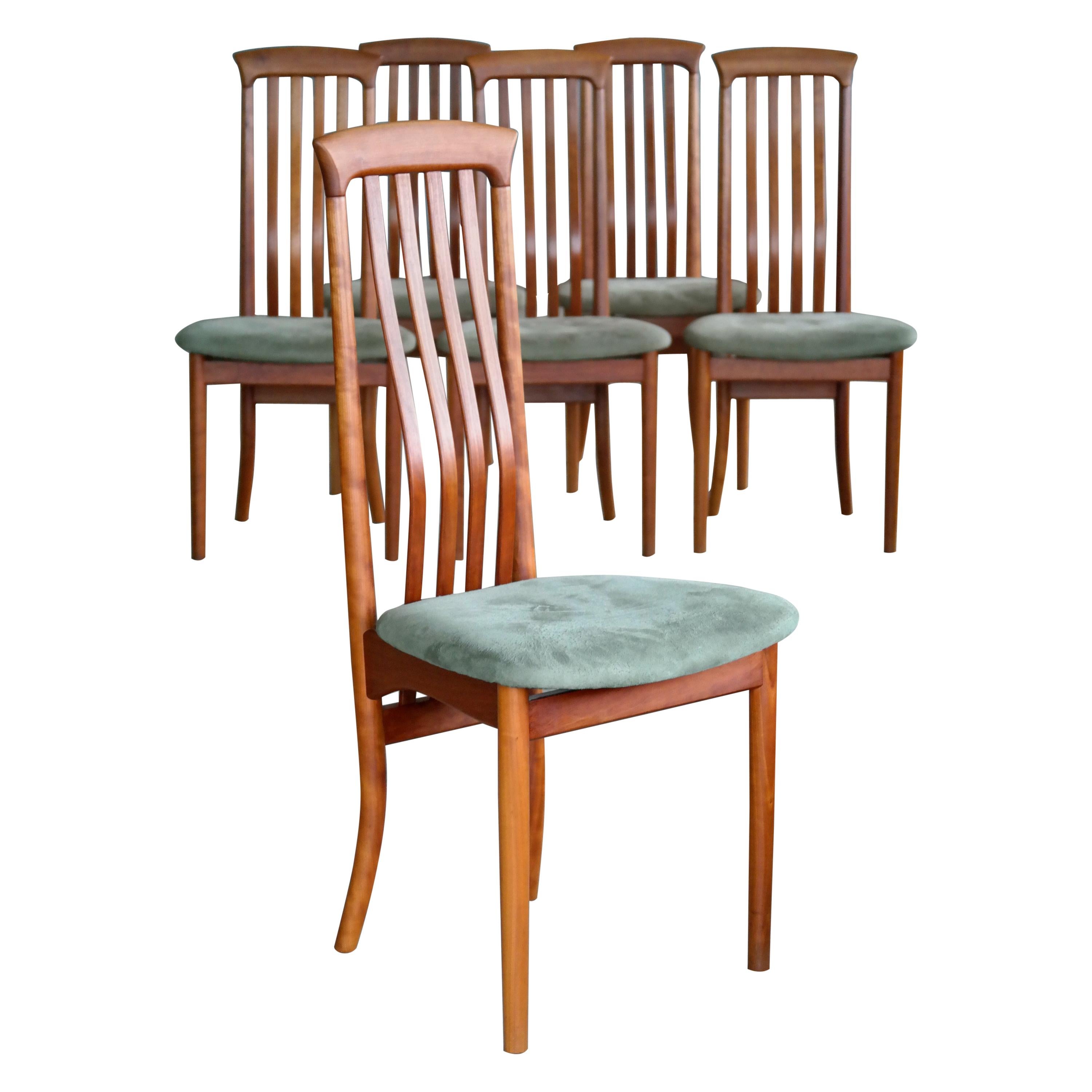 Arne Vodder Style Highback Danish Mid-Century Dining Chairs by Sibast Mobler