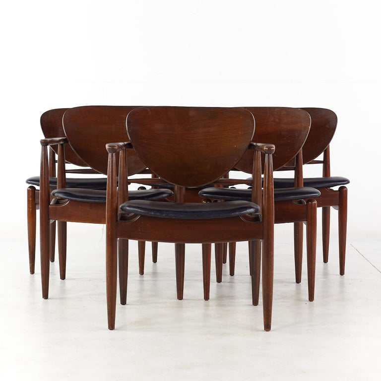 Arne Vodder Style John Stuart for Mount Airy MCM Walnut Dining Chairs