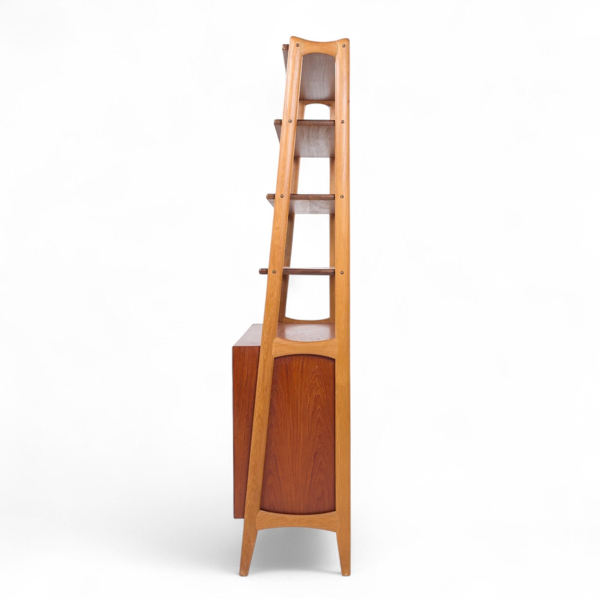 20th Century Arne Vodder Style Mid Century Danish Teak Book Shelf Credenza For Sale