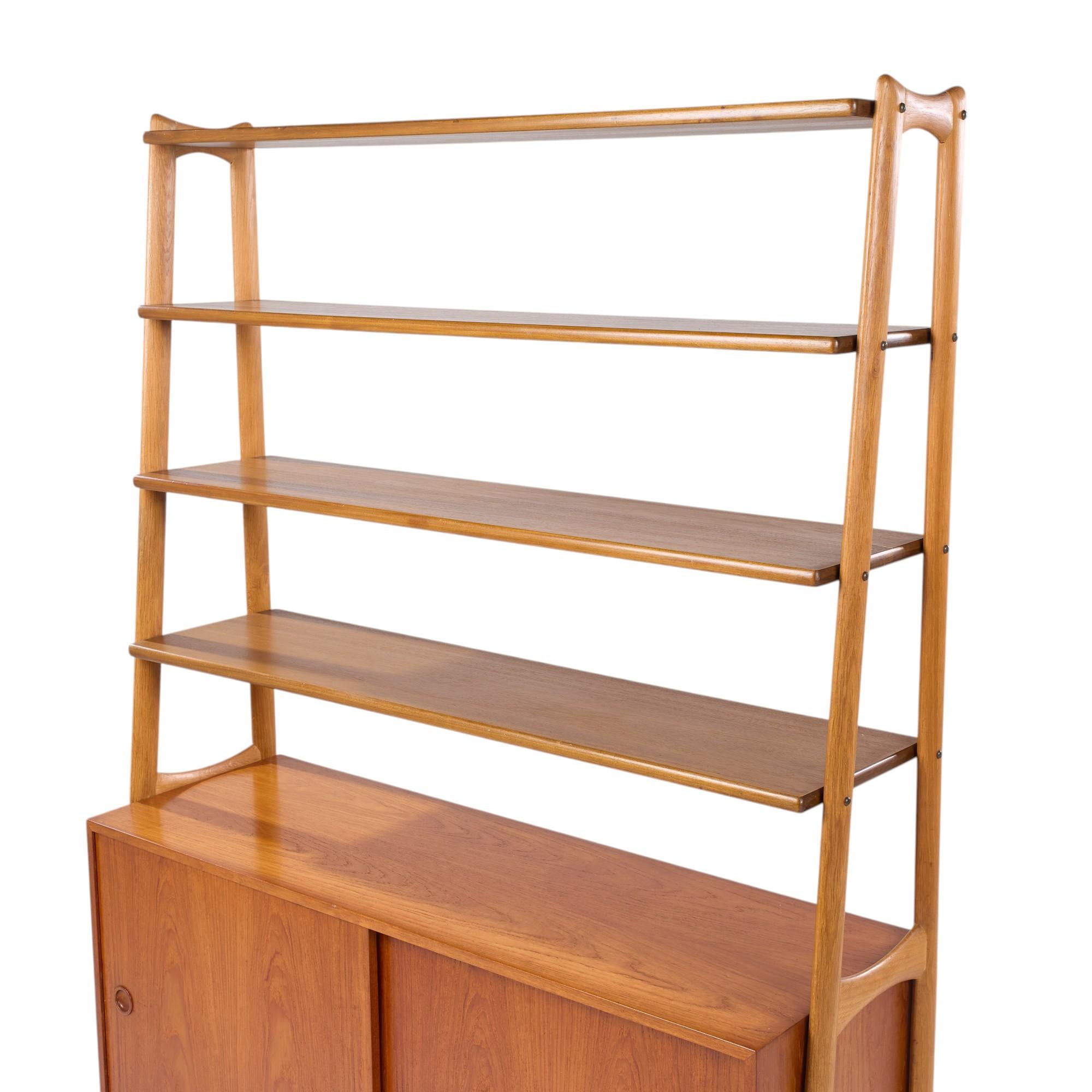 Arne Vodder Style Mid Century Danish Teak Book Shelf Credenza - Pair For Sale 5