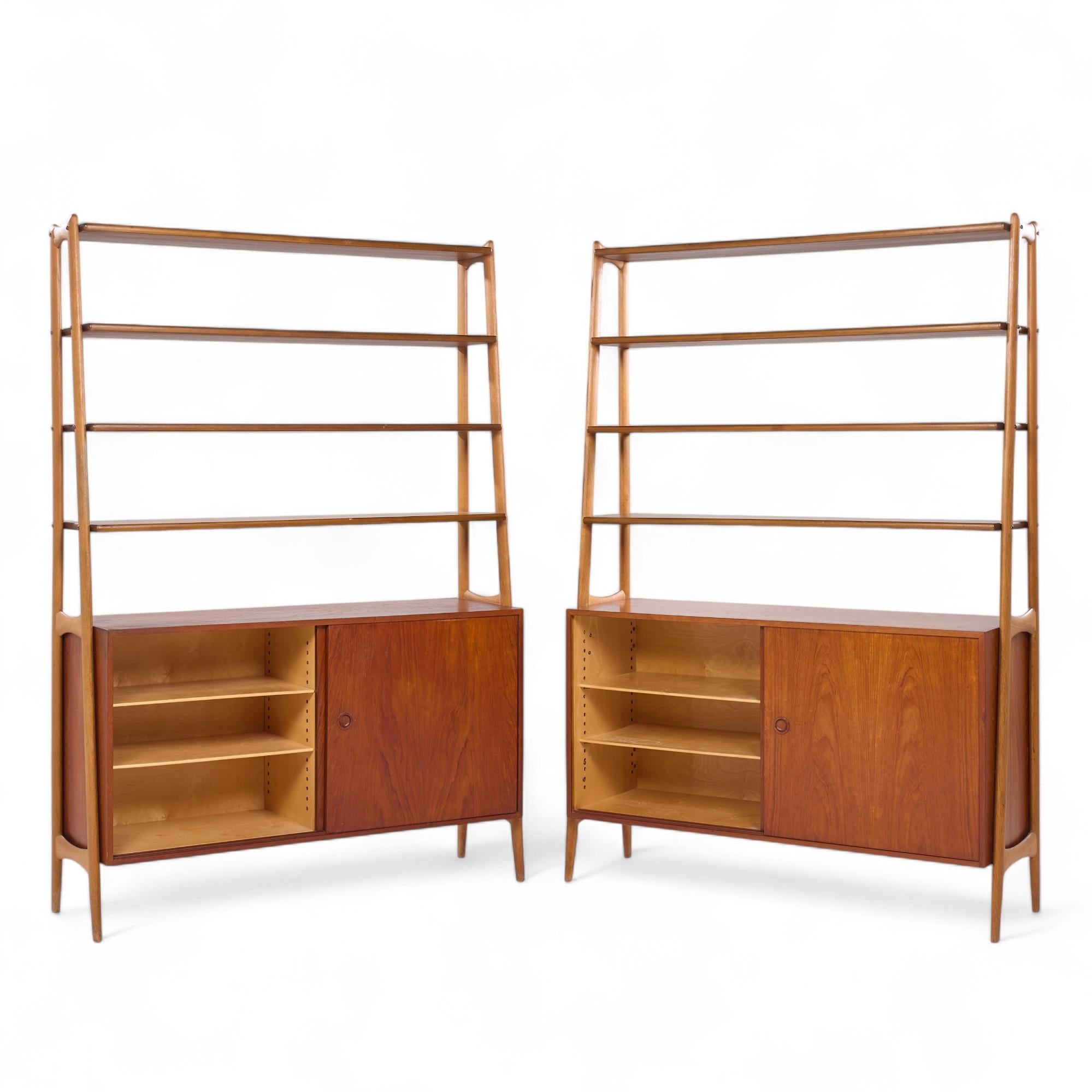 Arne Vodder Style Mid Century Danish Teak Book Shelf Credenza - Pair For Sale 6