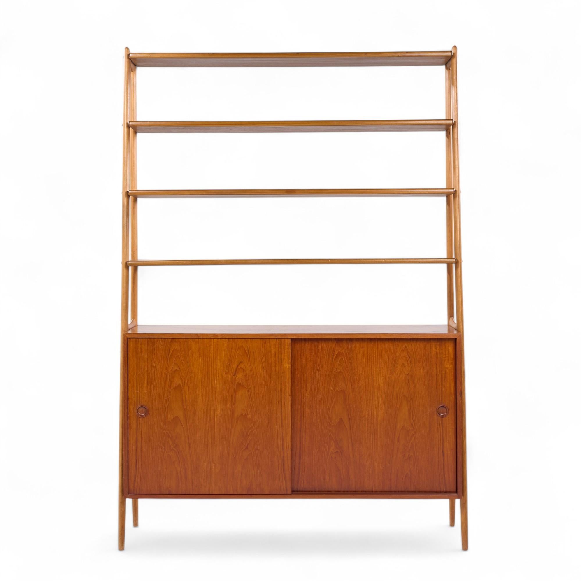 Arne Vodder Style Mid Century Danish Teak Book Shelf Credenza - Pair For Sale 2