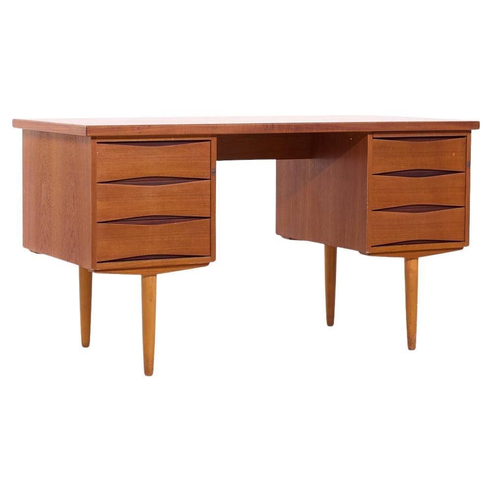 Arne Vodder Style Mid Century Danish Teak Desk For Sale