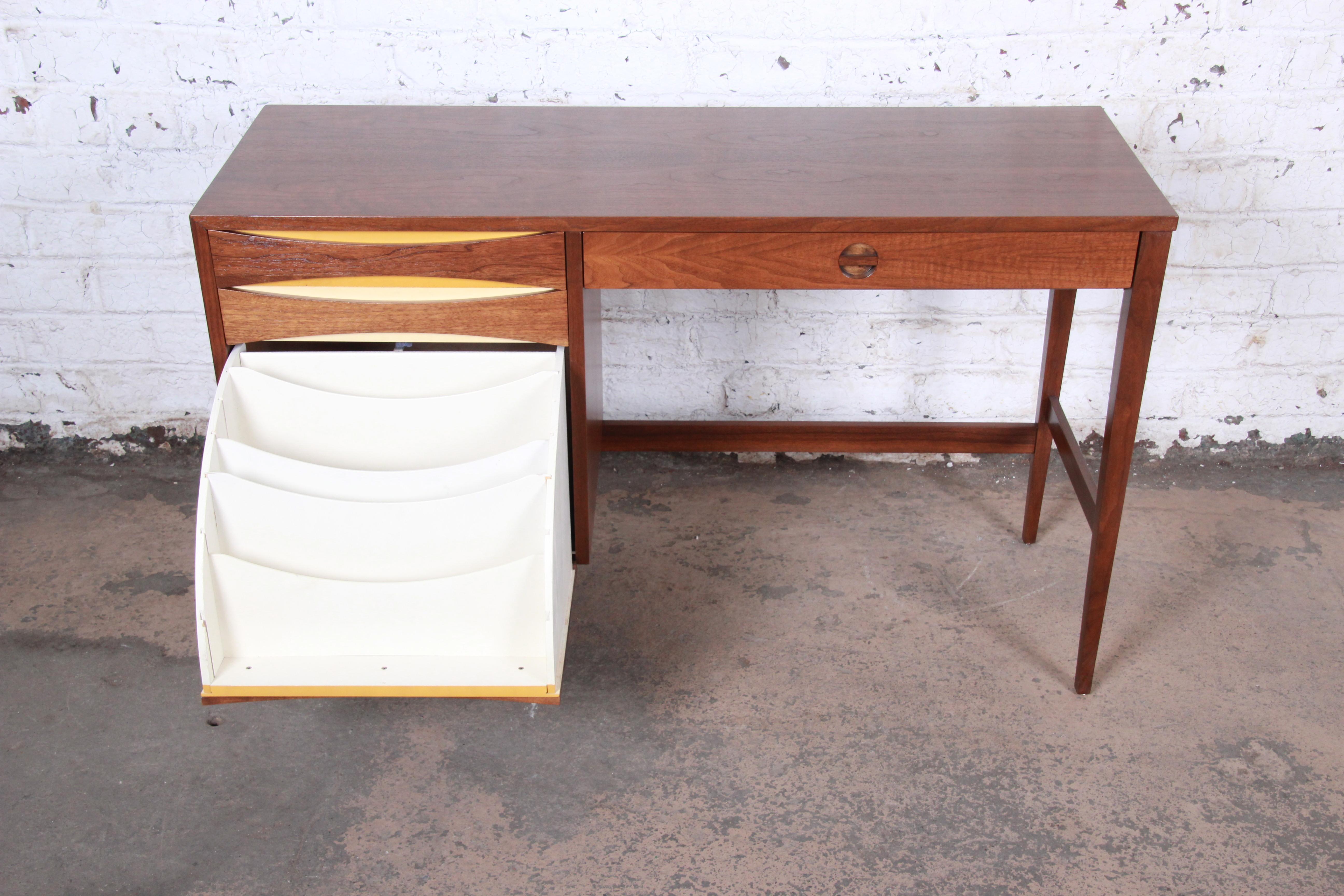 Arne Vodder Style Mid-Century Modern Walnut Desk, Newly Restored 1