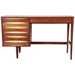 Arne Vodder Style Mid-Century Modern Walnut Desk, Newly Restored