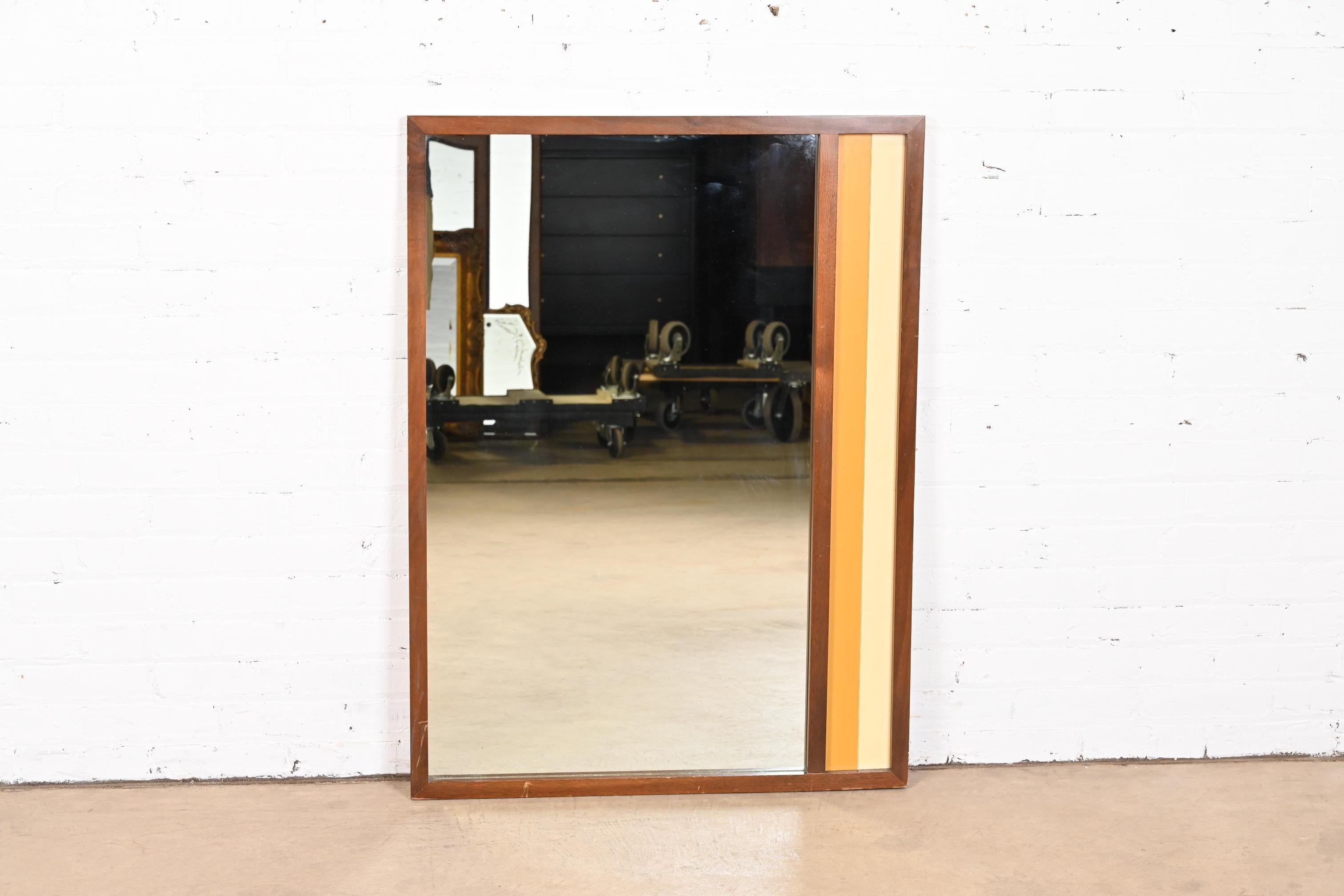American Arne Vodder Style Mid-Century Modern Walnut Framed Mirror