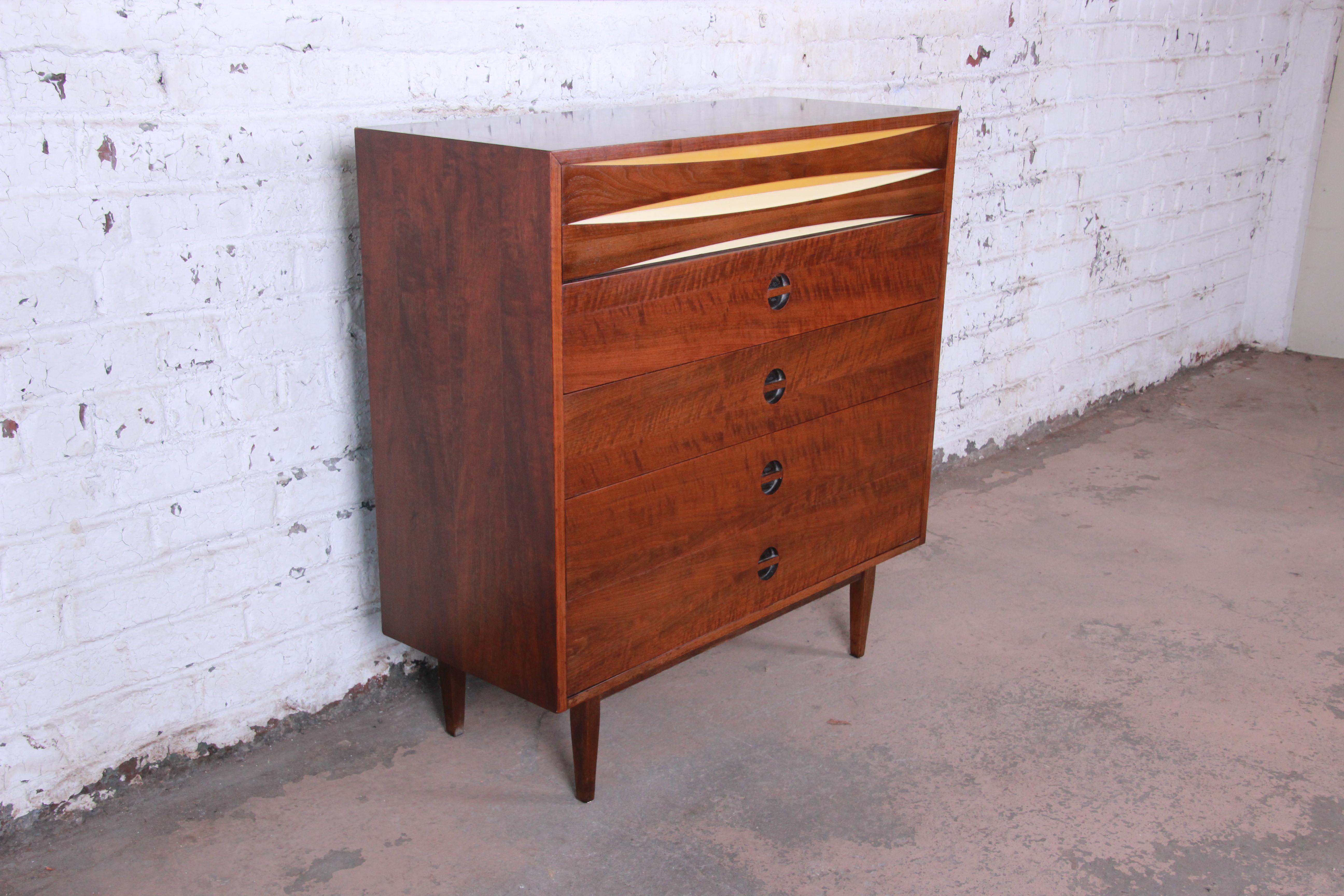 Mid-20th Century Arne Vodder Style Mid-Century Modern Walnut Highboy Dresser, 1960s