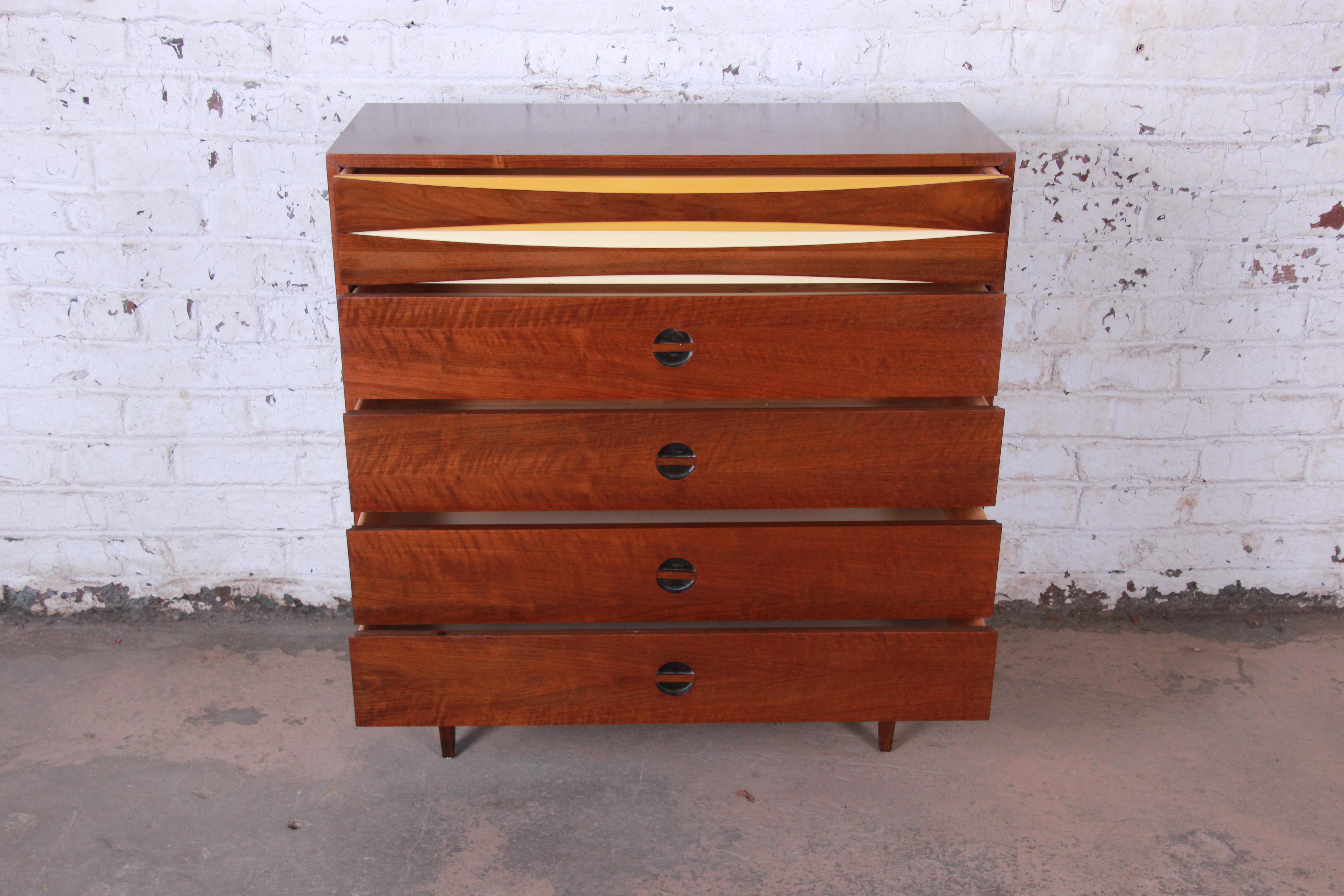 Arne Vodder Style Mid-Century Modern Walnut Highboy Dresser, 1960s 1