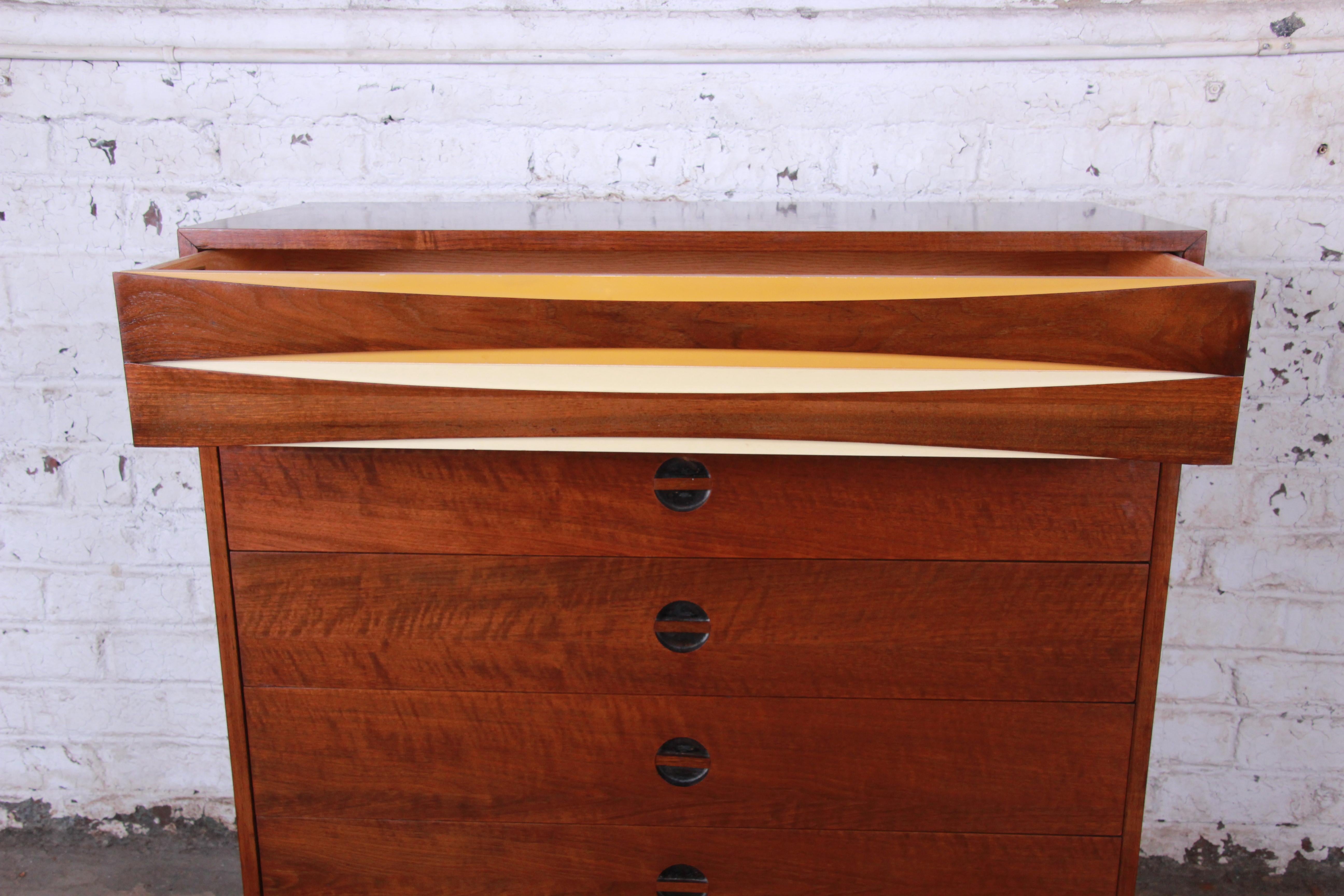 Arne Vodder Style Mid-Century Modern Walnut Highboy Dresser, 1960s 3