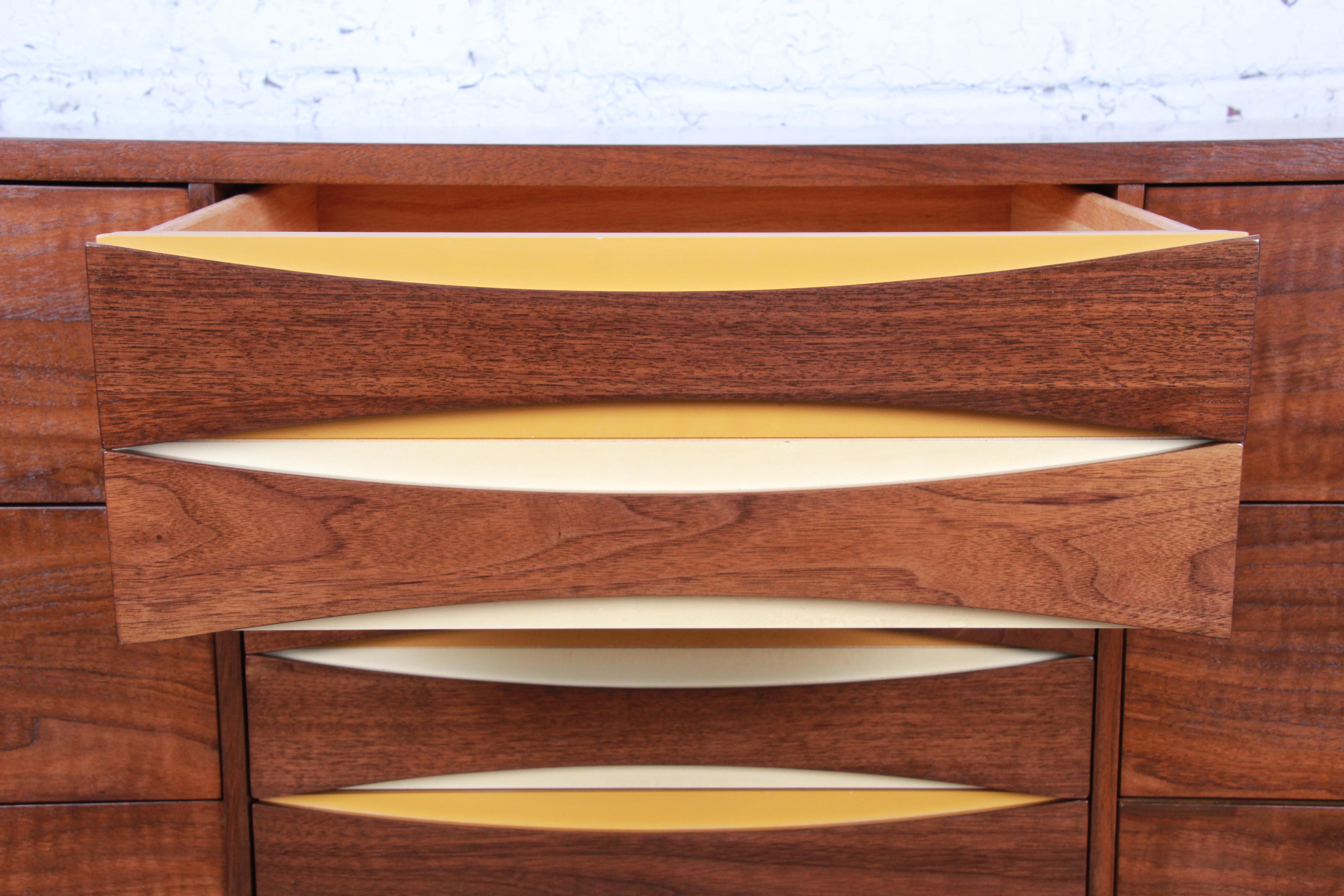 Arne Vodder Style Mid-Century Modern Walnut Triple Dresser or Credenza 4