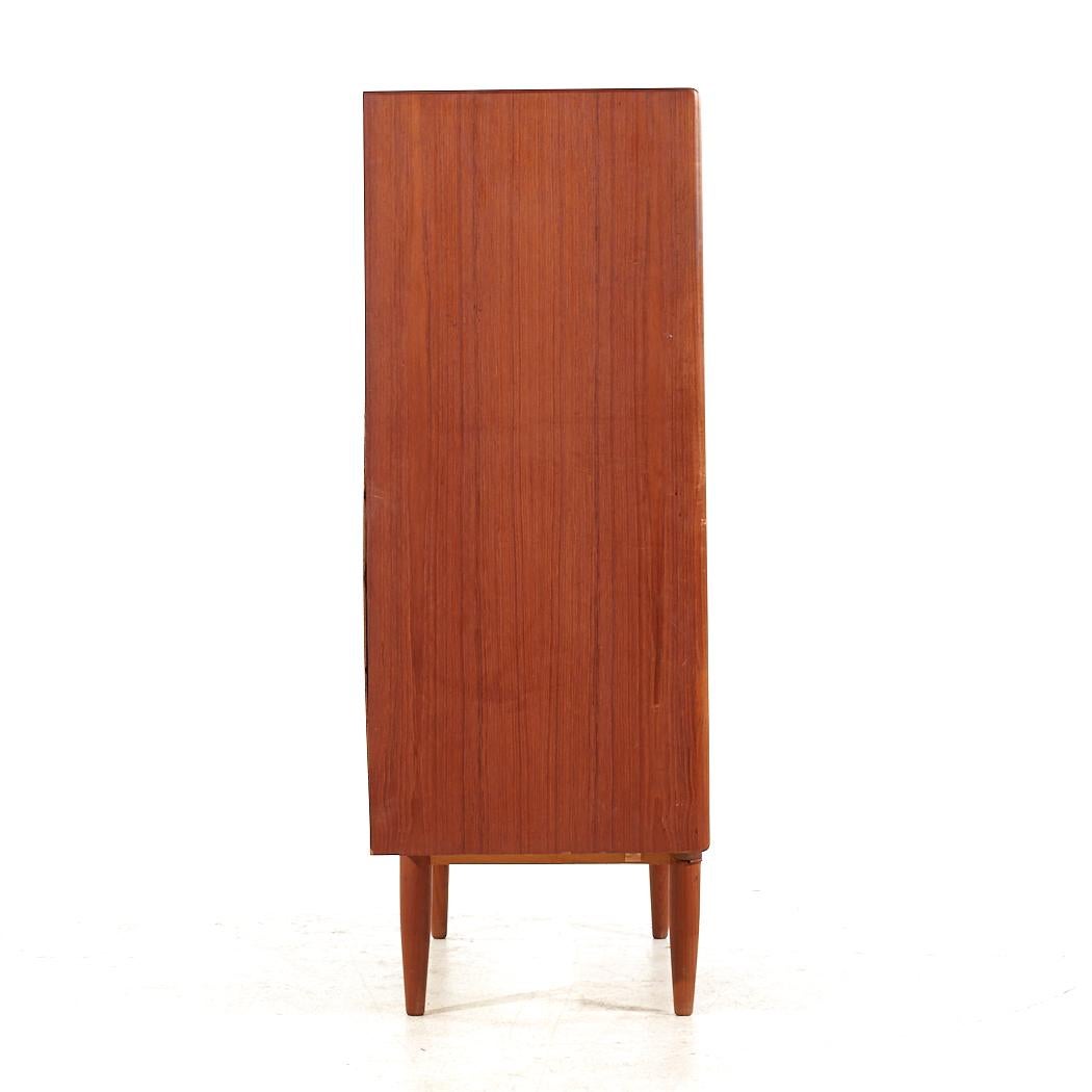 Danish Arne Vodder Style Mid Century Teak Sliding Door Armoire For Sale