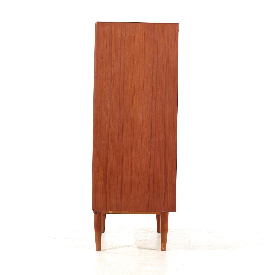 Arne Vodder Style Mid Century Teak Sliding Door Armoire In Good Condition For Sale In Countryside, IL