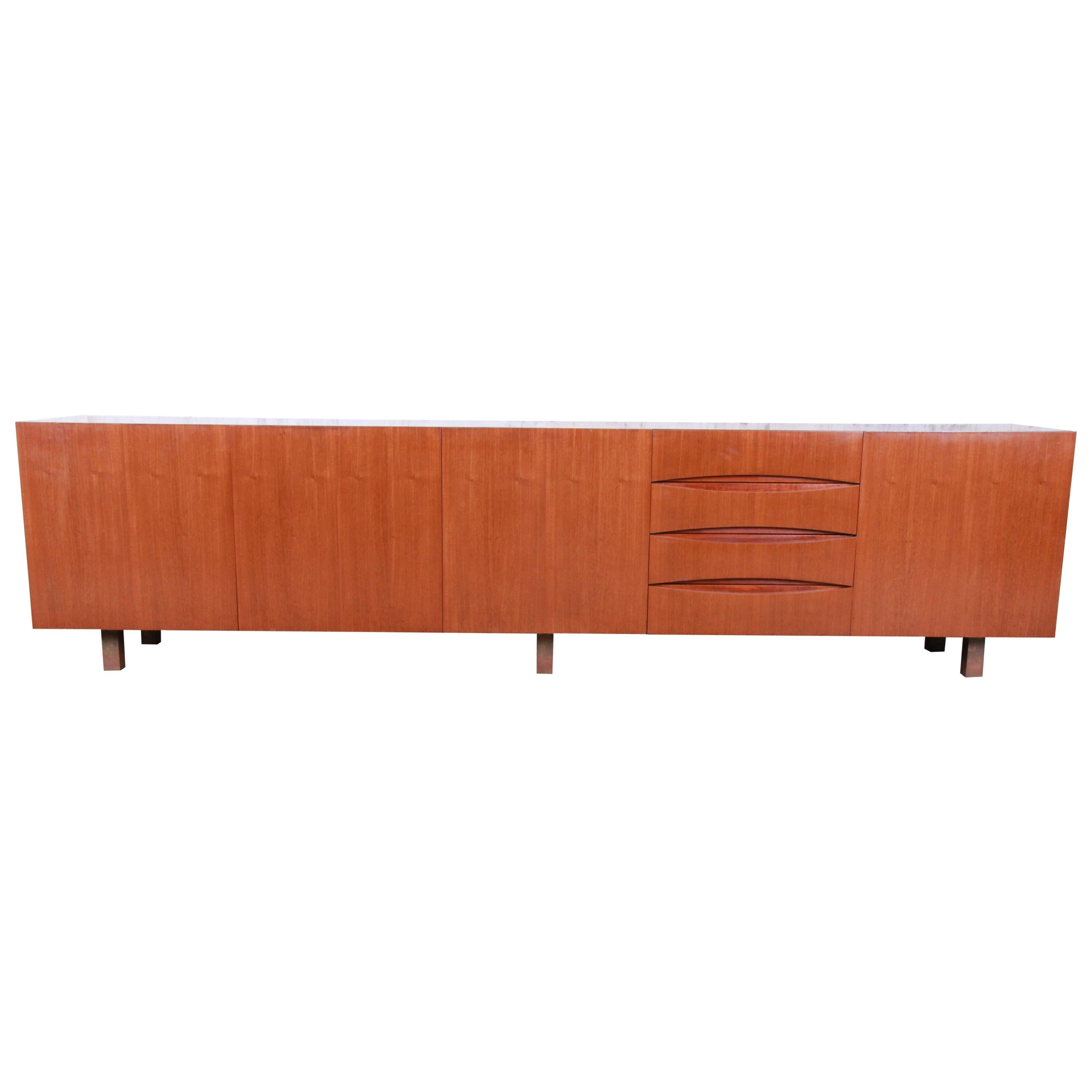 Arne Vodder Style Monumental Danish Teak Sideboard Credenza or Bar