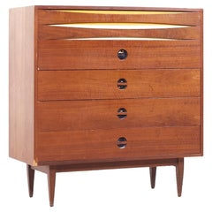 Arne Vodder Style West Michigan Furniture Mid Century Walnut Highboy Dresser