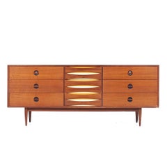 Arne Vodder Style West Michigan Furniture Mid Century Walnut Lowboy Dresser