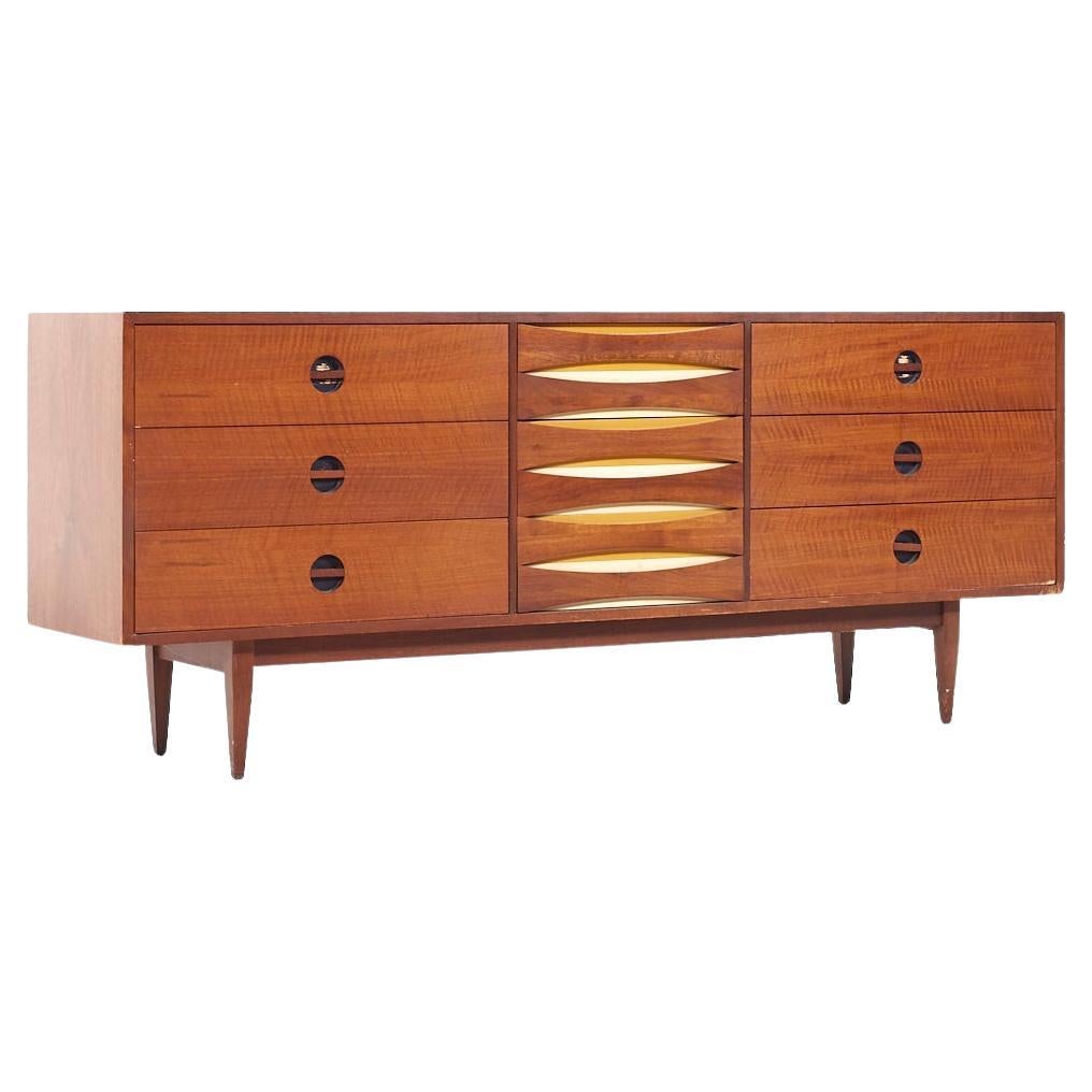Arne Vodder Style West Michigan Furniture Mid Century Walnut Lowboy Dresser