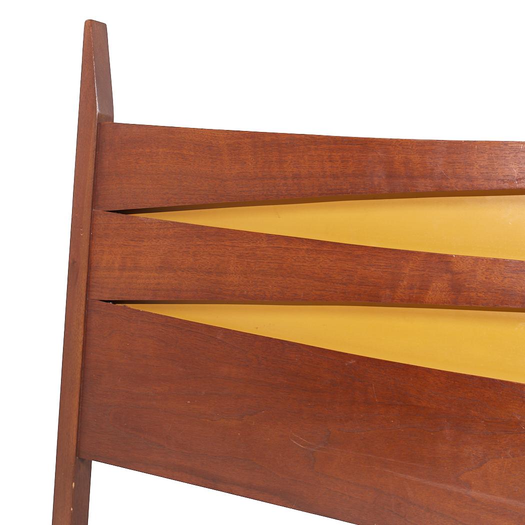American Arne Vodder Style West Michigan Furniture Mid Century Walnut Queen Headboard