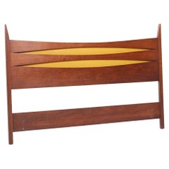 Arne Vodder Style West Michigan Furniture Mid Century Walnut Queen Headboard