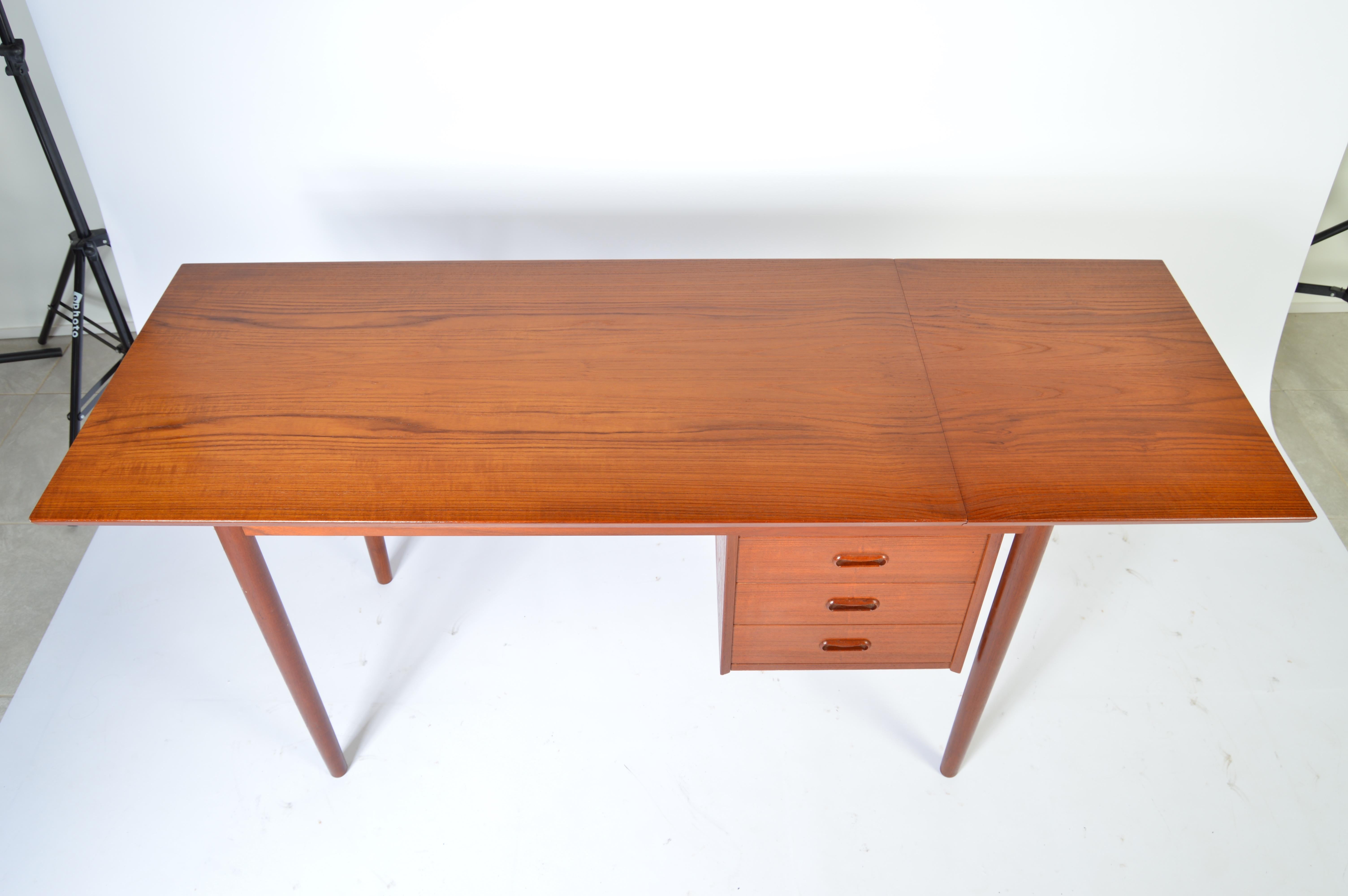 Scandinavian Modern Arne Vodder Teak Adjustable Drop-Leaf Desk