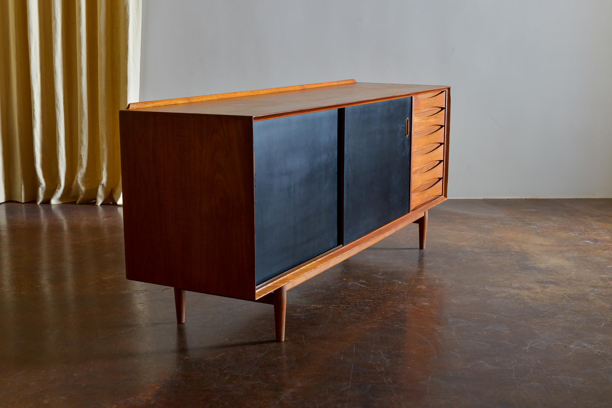 Scandinavian Modern Arne Vodder Teak Credenza with Reversible Doors, Denmark, 1960s