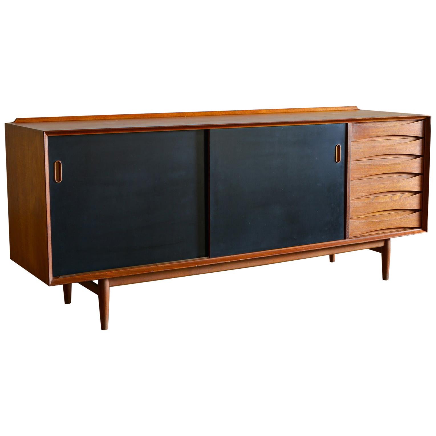 Arne Vodder Teak Credenza with Reversible Doors, Denmark, 1960s