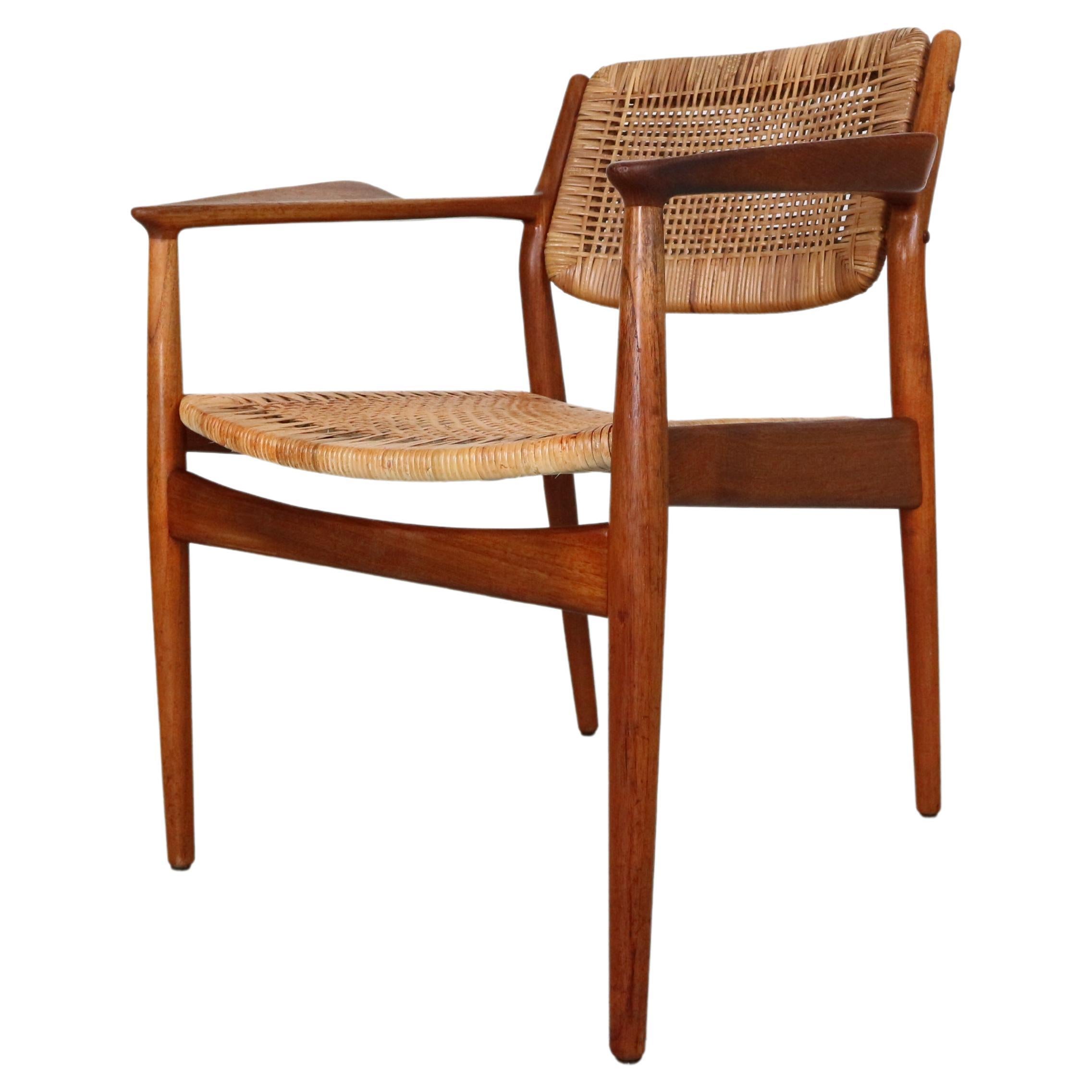  Arne Vodder Teak/Rattan Stuhl "Modell 51" für Sibast Möbel, 1950 Dänemark