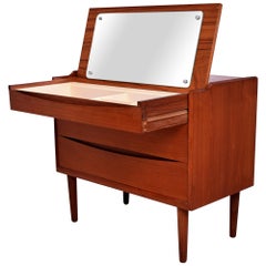 Arne Vodder Teak Scandinavian Secretary Desk 1960s Old Hollywood Vanity Dresser