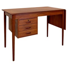 Arne Vodder Teak Writing Desk with Drop Leaf Extension, Denmark, 1960s