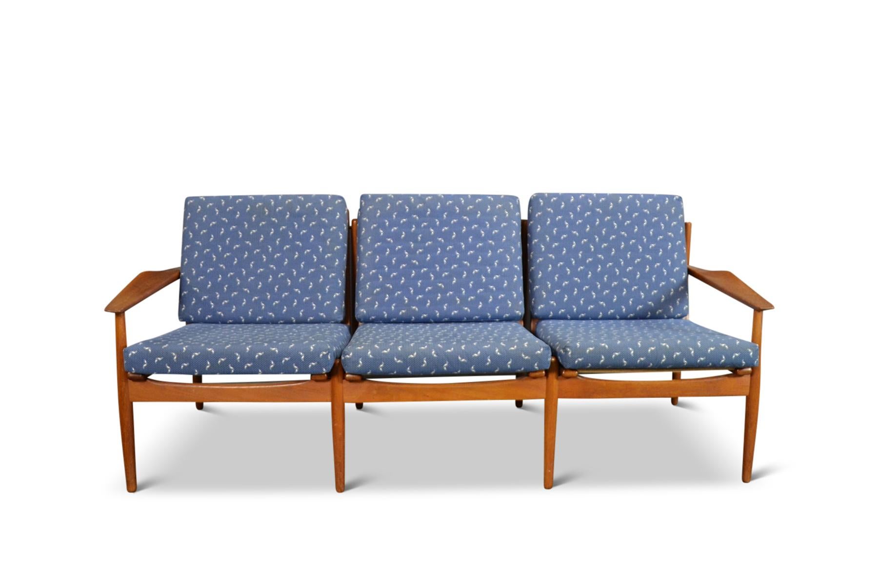 Mid-Century Modern Arne Vodder Three Seat Sofa in Teak For Sale