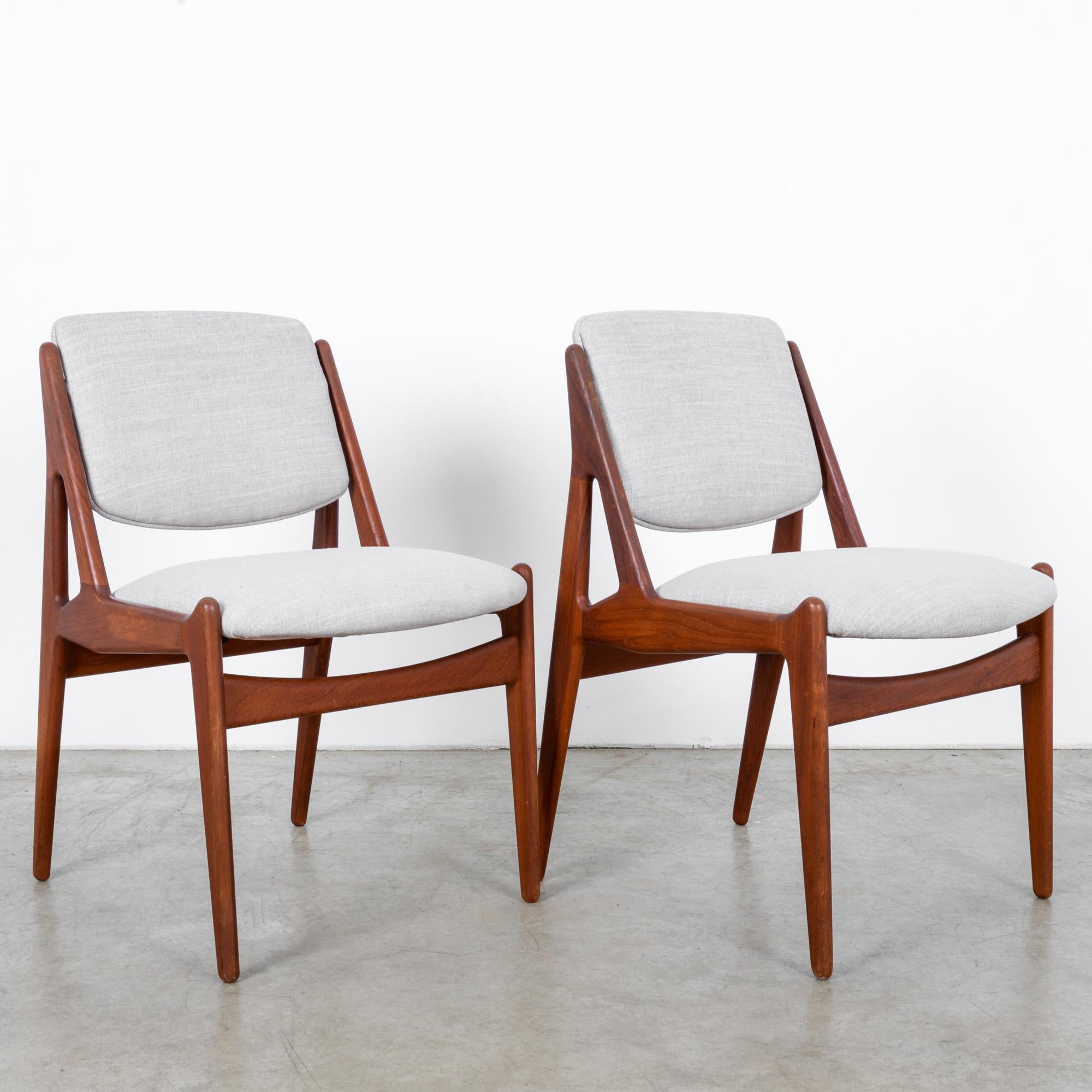 Scandinavian Modern Arne Vodder Upholstered Teak Side Chairs, a Pair