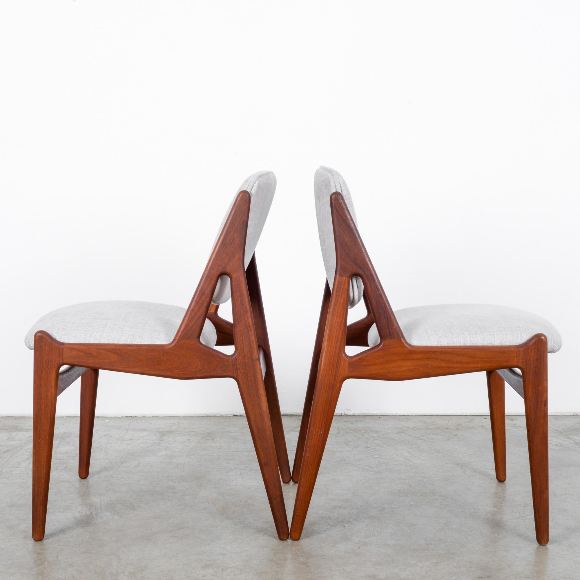 Danish Arne Vodder Upholstered Teak Side Chairs, a Pair