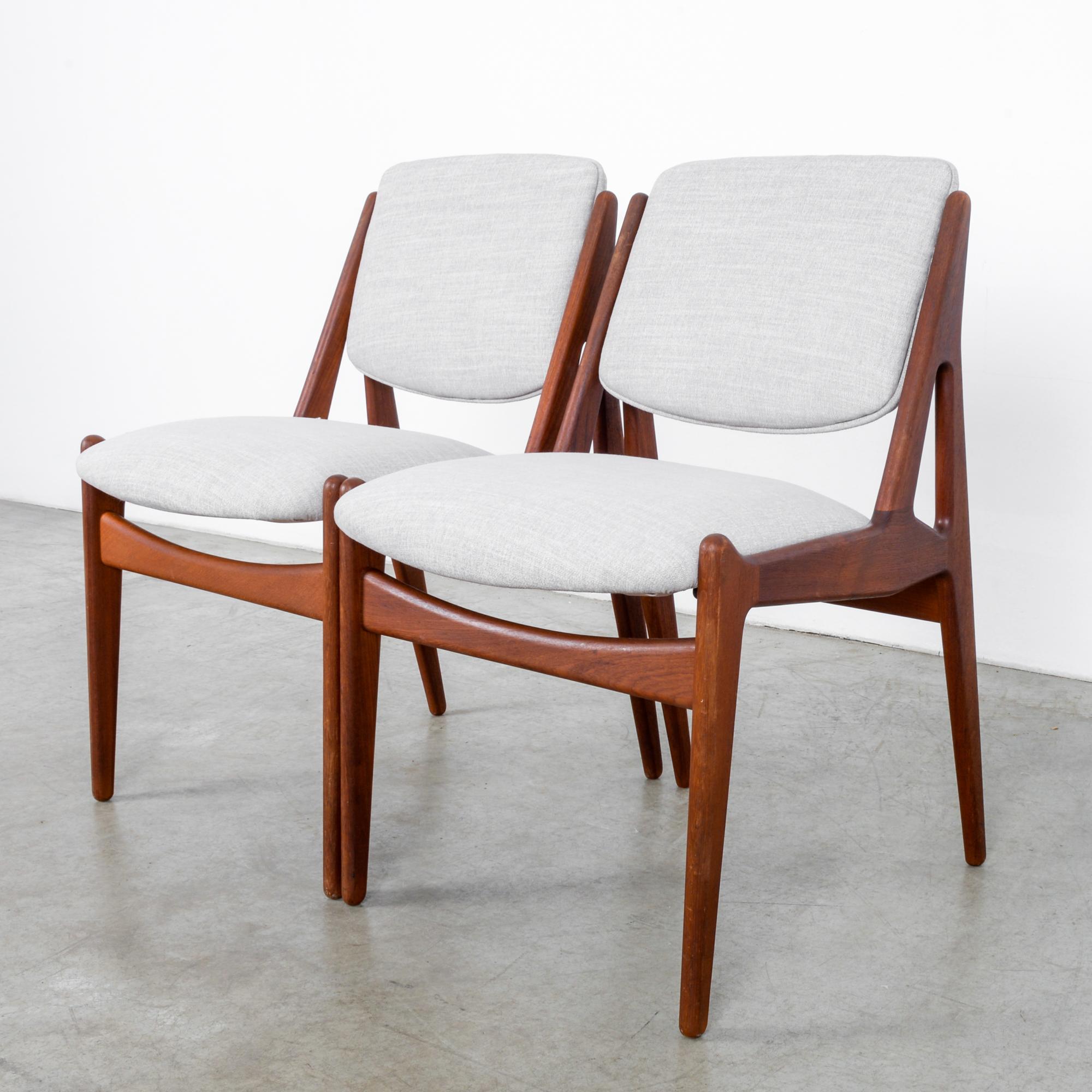 Fabric Arne Vodder Upholstered Teak Side Chairs, a Pair