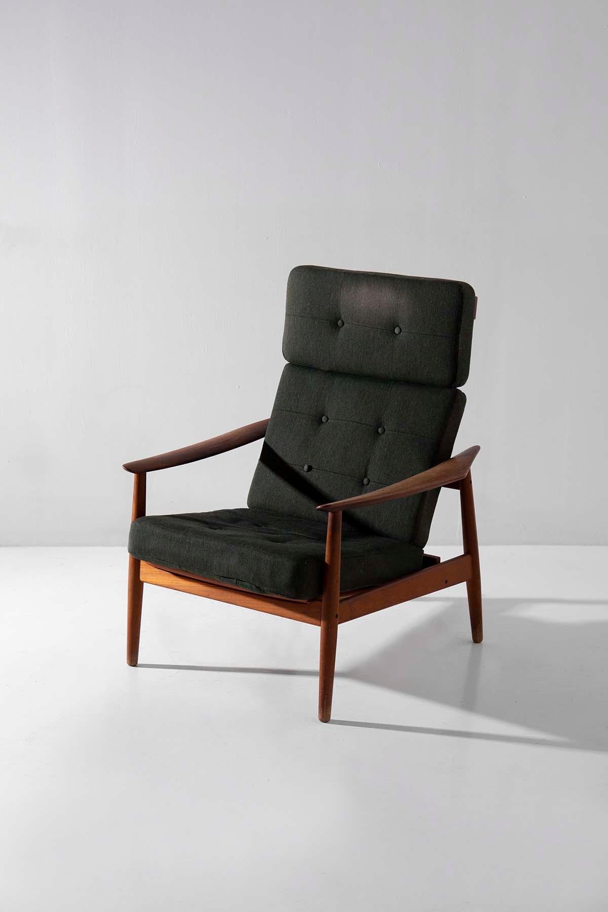 Fabric Arne Vodder Vintage armchairs for France & Daverkosen, original label For Sale