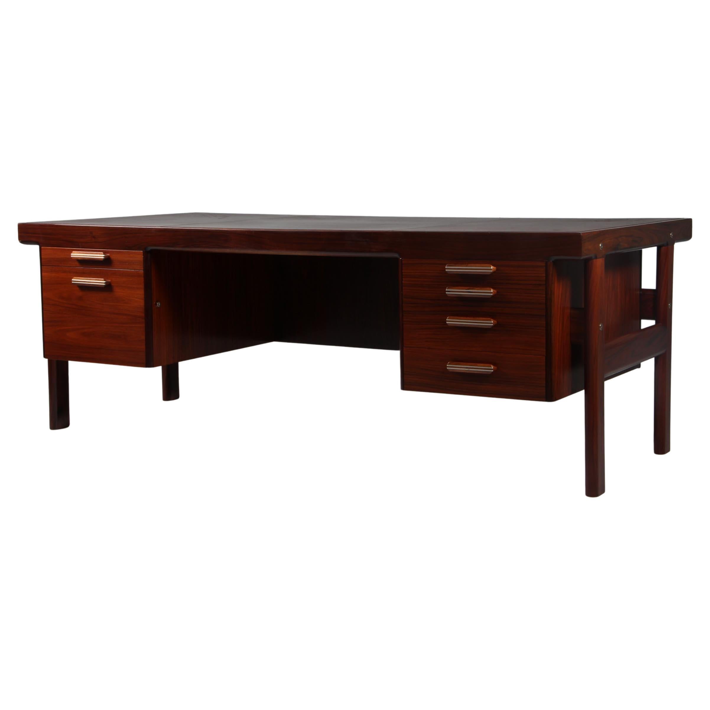 Arne Vodder Writing Desk in Rosewood and Leather, 1960s