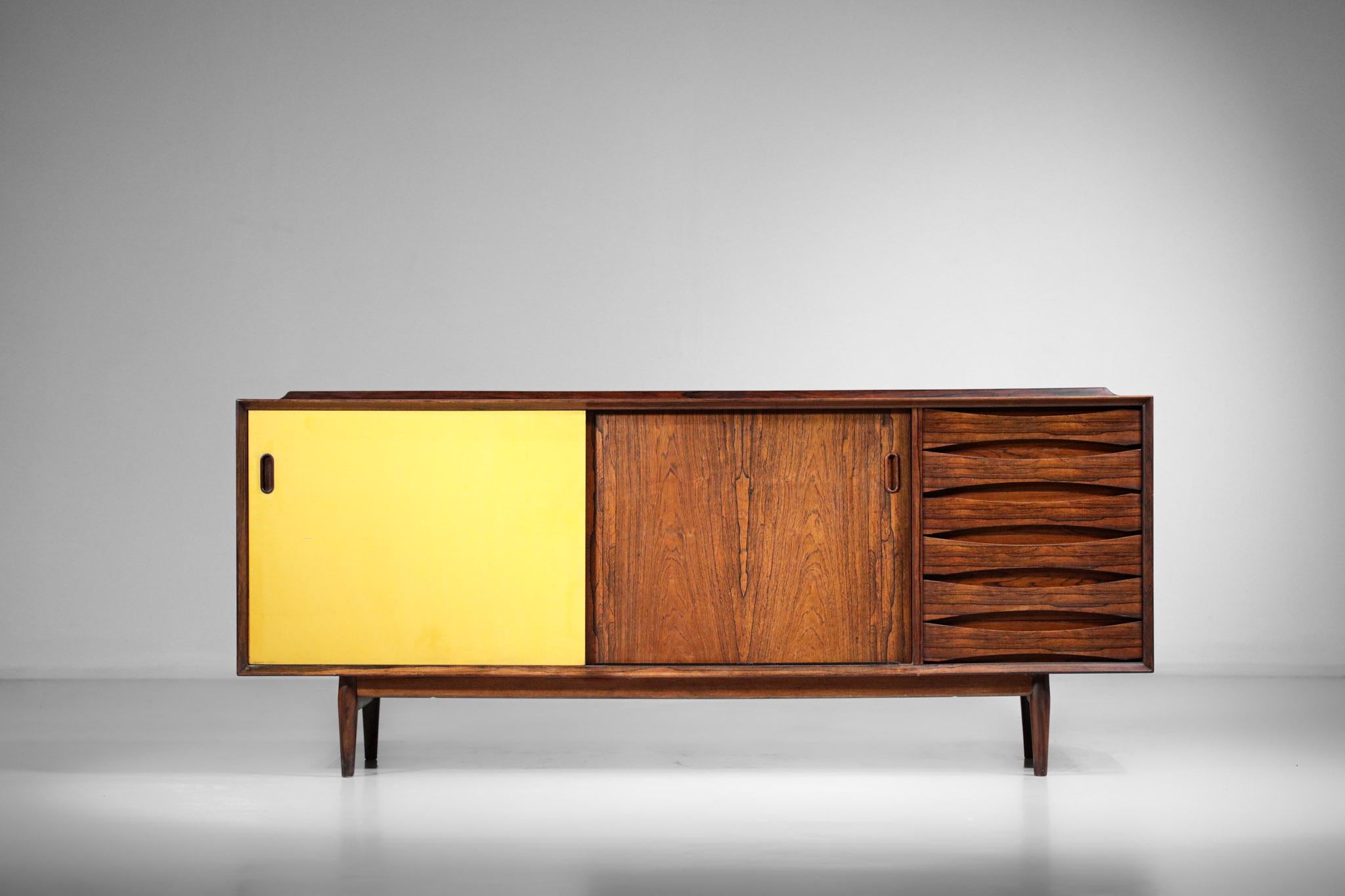 Arne Vodder Yellow and White Scandinavian Solid Wood Sideboard 3