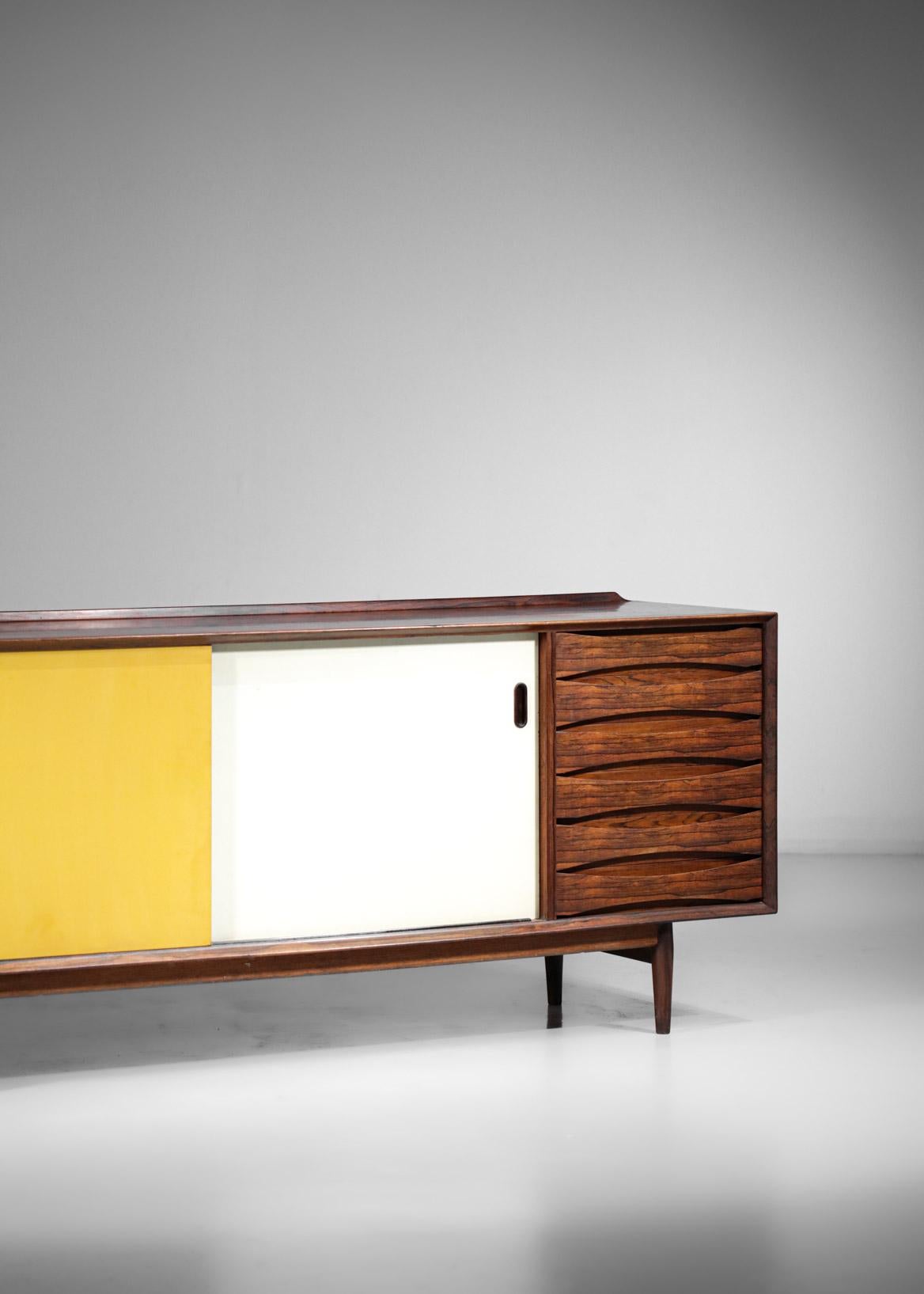 Arne Vodder Yellow and White Scandinavian Solid Wood Sideboard 5