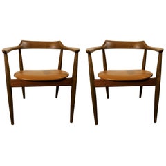 Arne Wahl Armchairs Model ST750 Mid-Century Modern 1960s Elm Wood, Leather