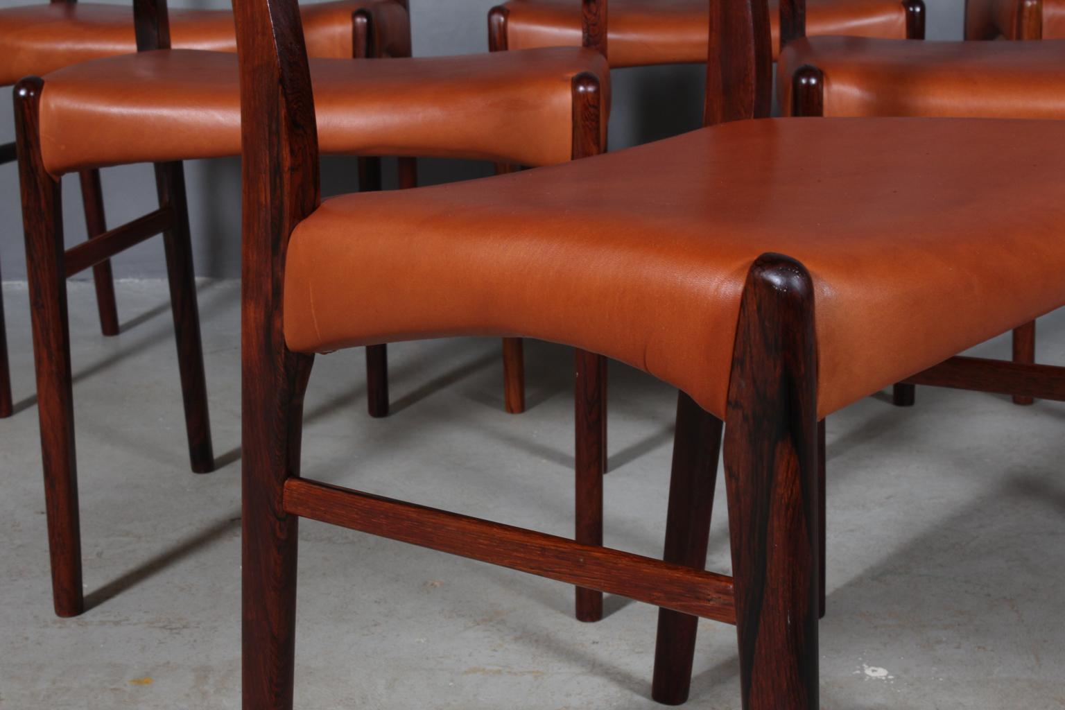 Leather Arne Wahl Dining Chairs, Set of 6