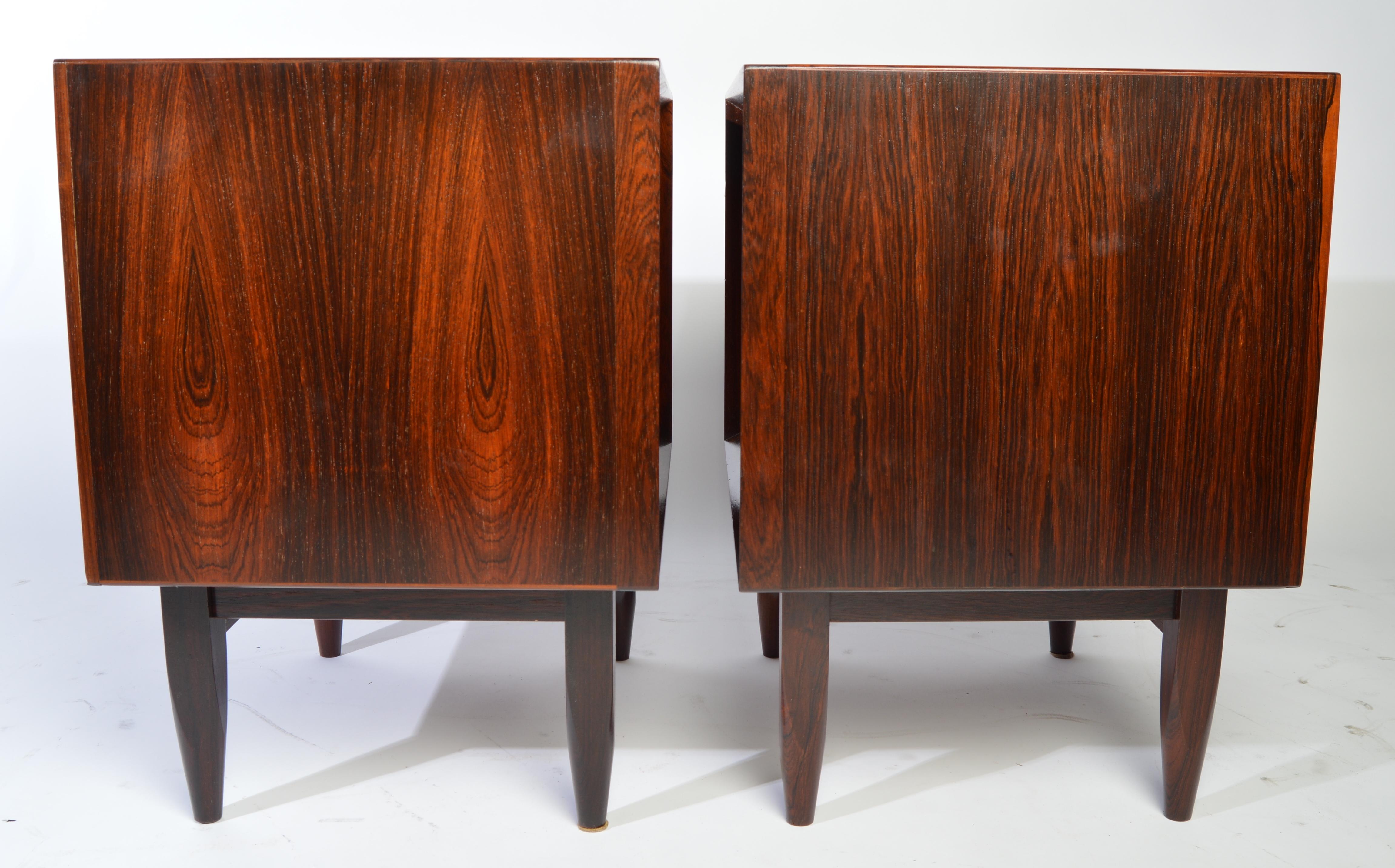 Arne Wahl Iversen Brazilian Rosewood Nightstands Having Tambour Doors 5