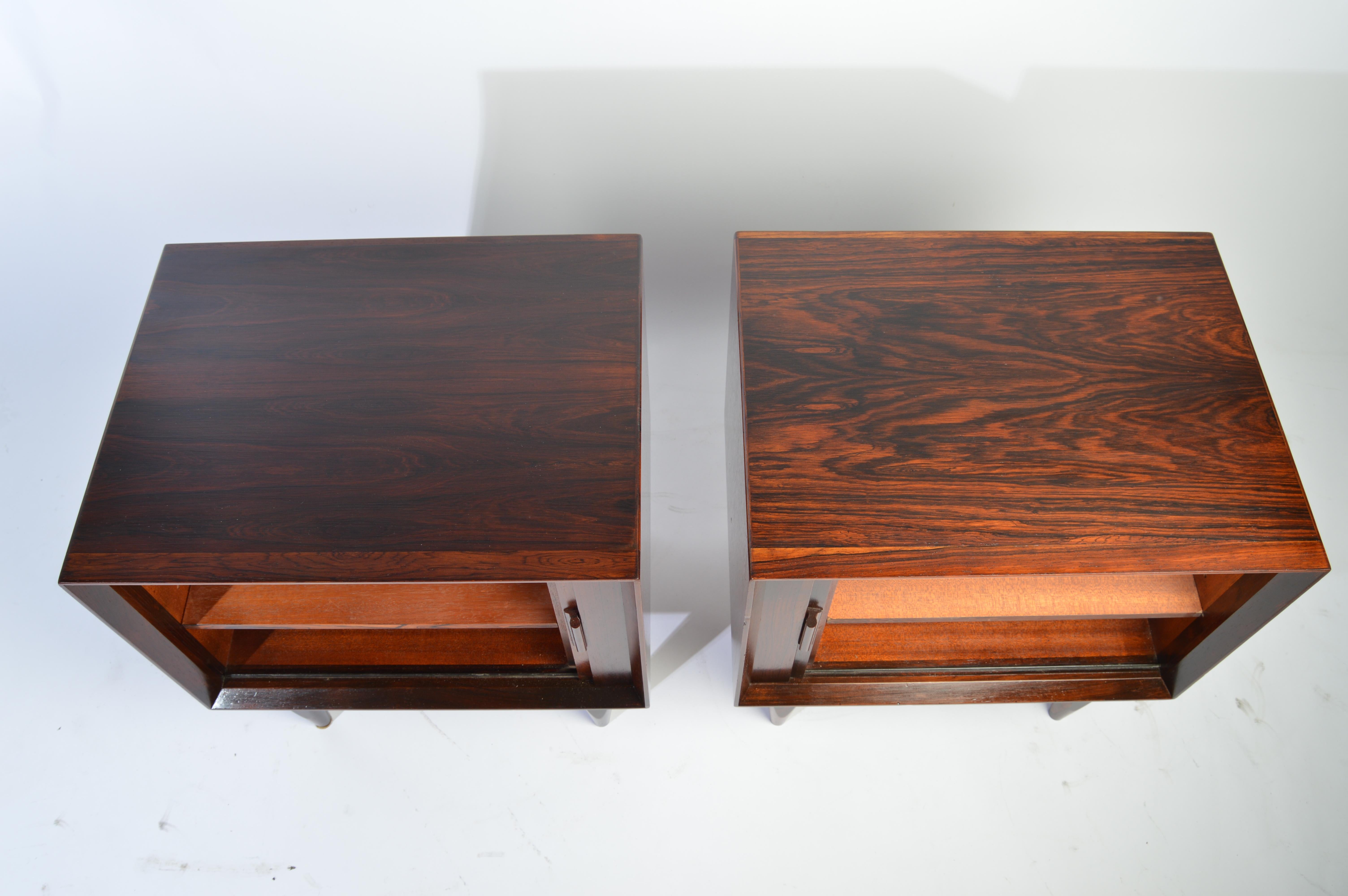Arne Wahl Iversen Brazilian Rosewood Nightstands Having Tambour Doors 1