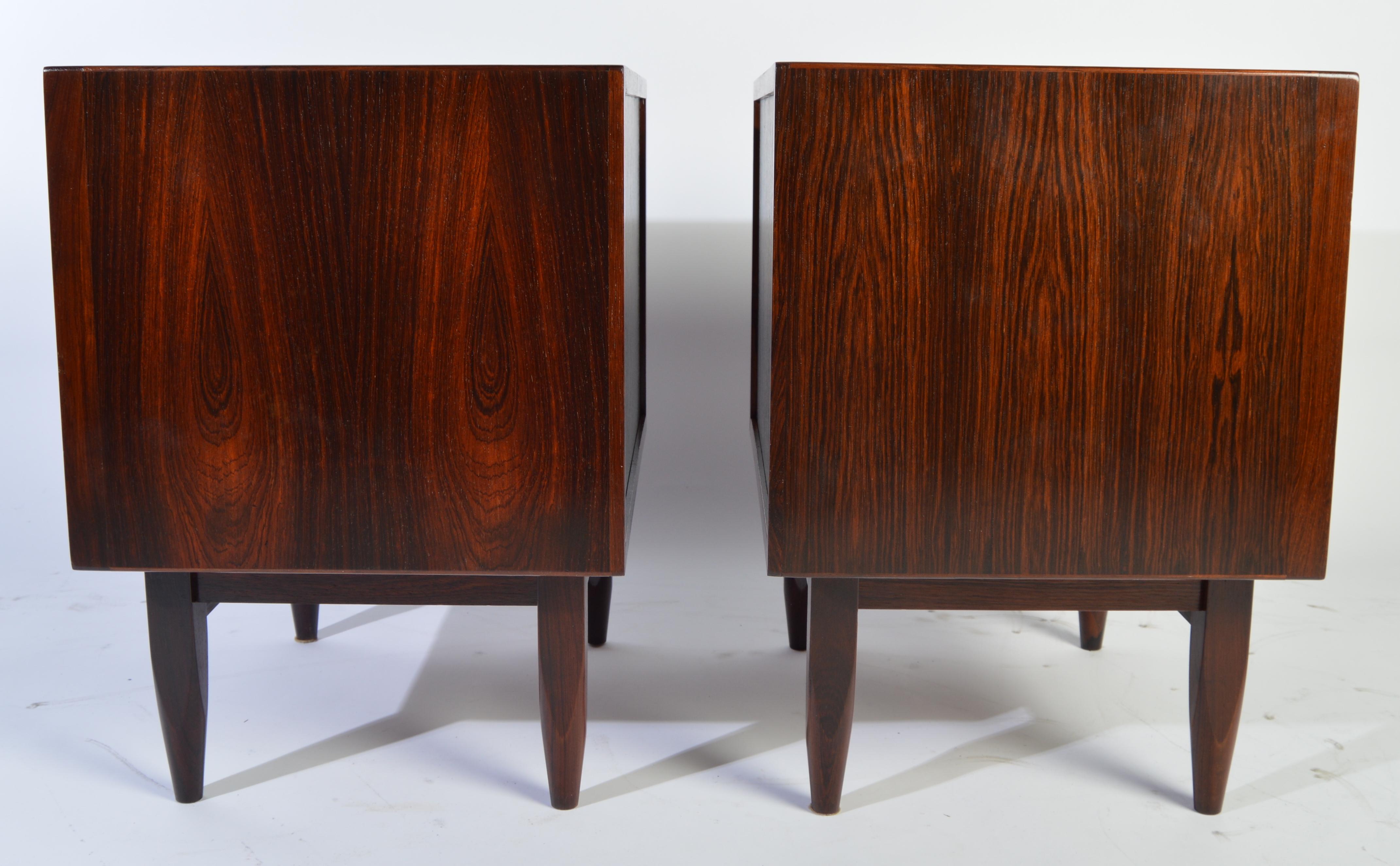 Arne Wahl Iversen Brazilian Rosewood Nightstands Having Tambour Doors 3