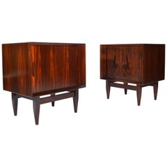 Arne Wahl Iversen Brazilian Rosewood Nightstands Having Tambour Doors