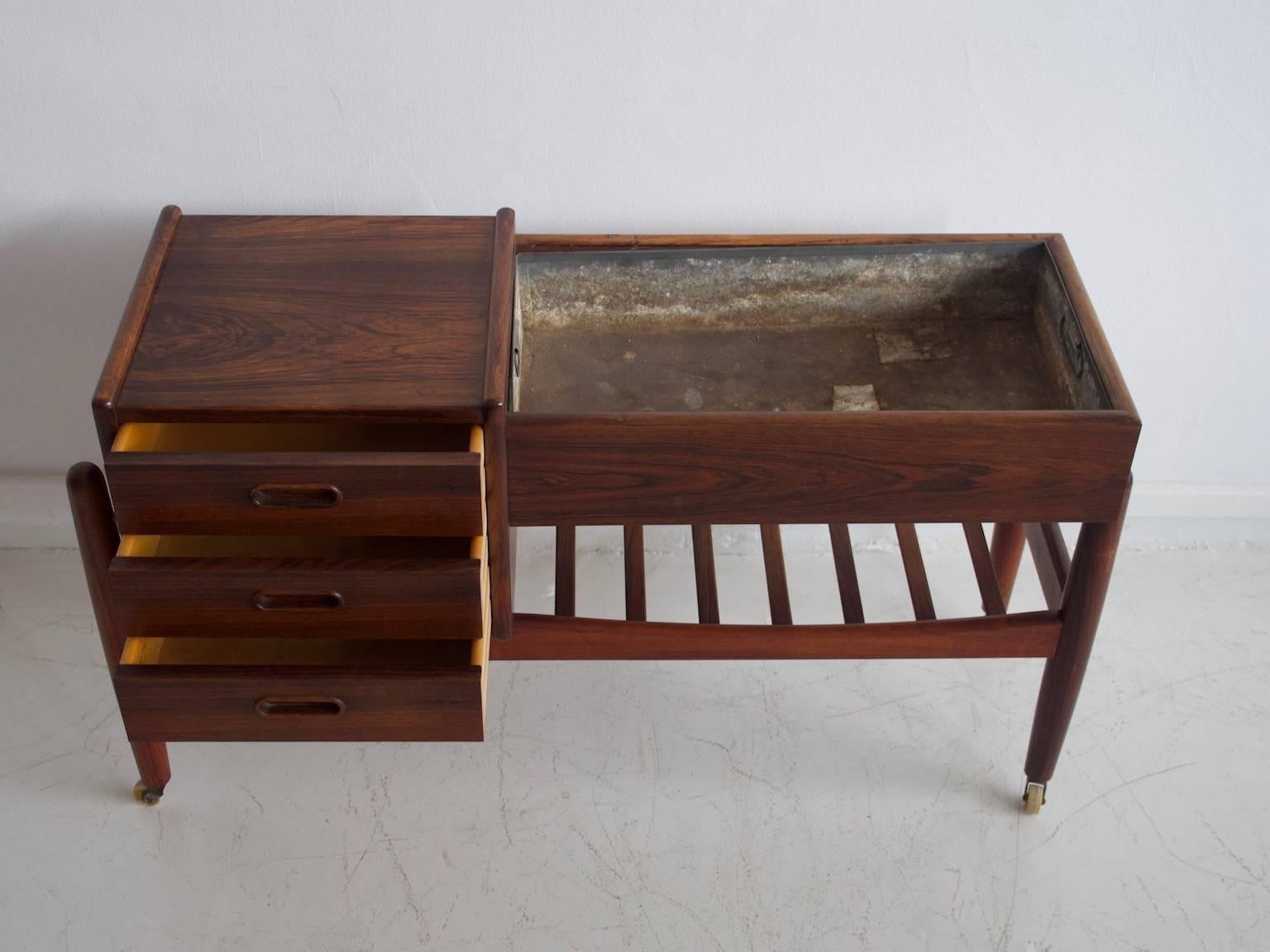 Mid-Century Modern Arne Wahl Iversen Console with a Planter and Three Drawers